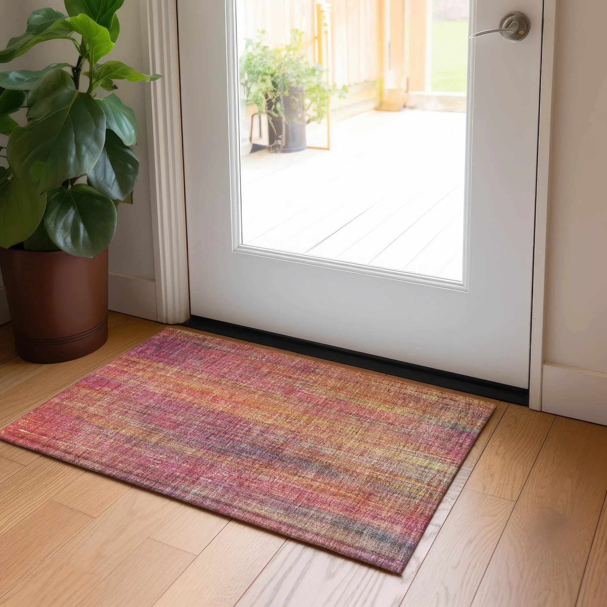 Machine Washable Indoor/ Outdoor Ombre Solid Chantille Rug
