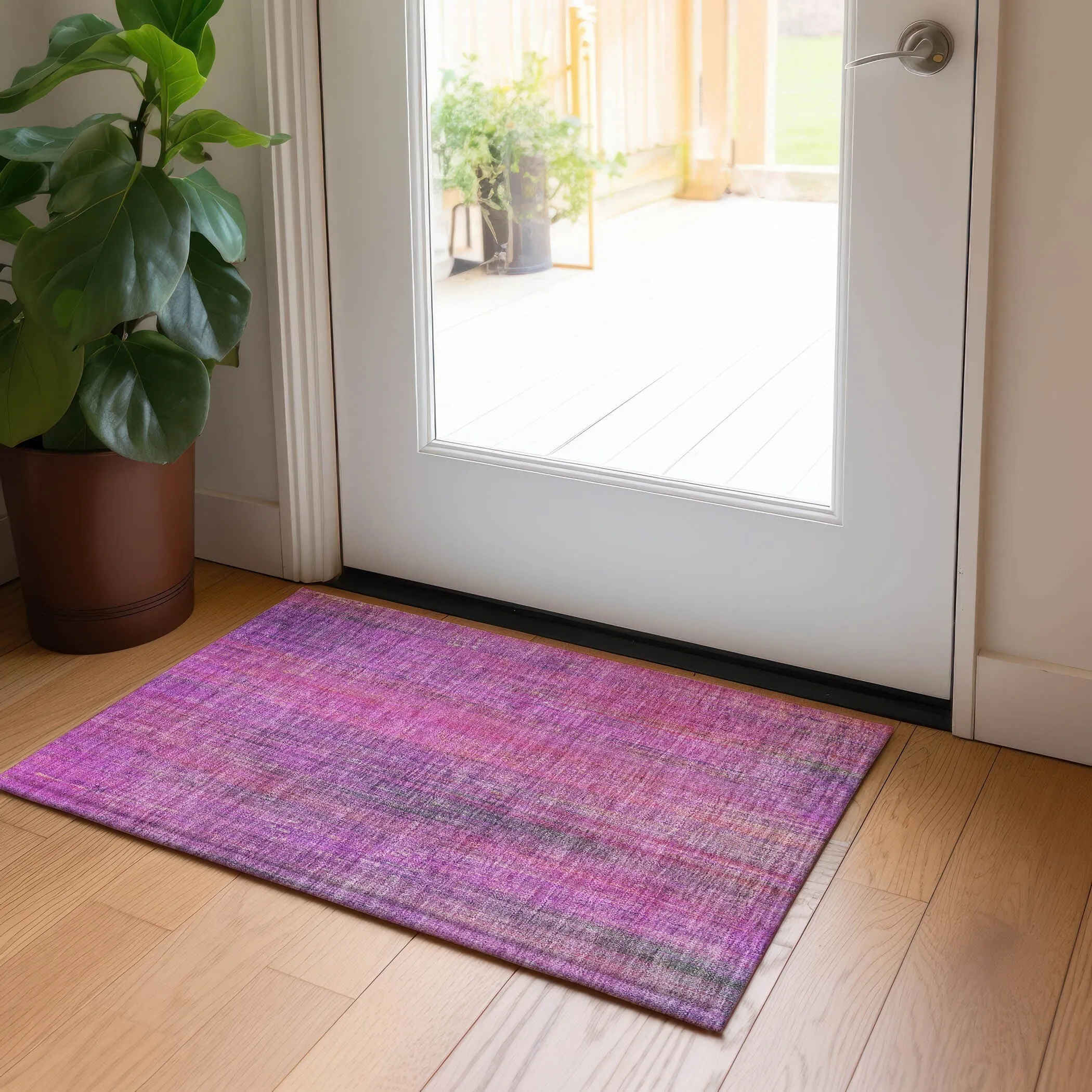 Machine Washable Indoor/ Outdoor Ombre Solid Chantille Rug