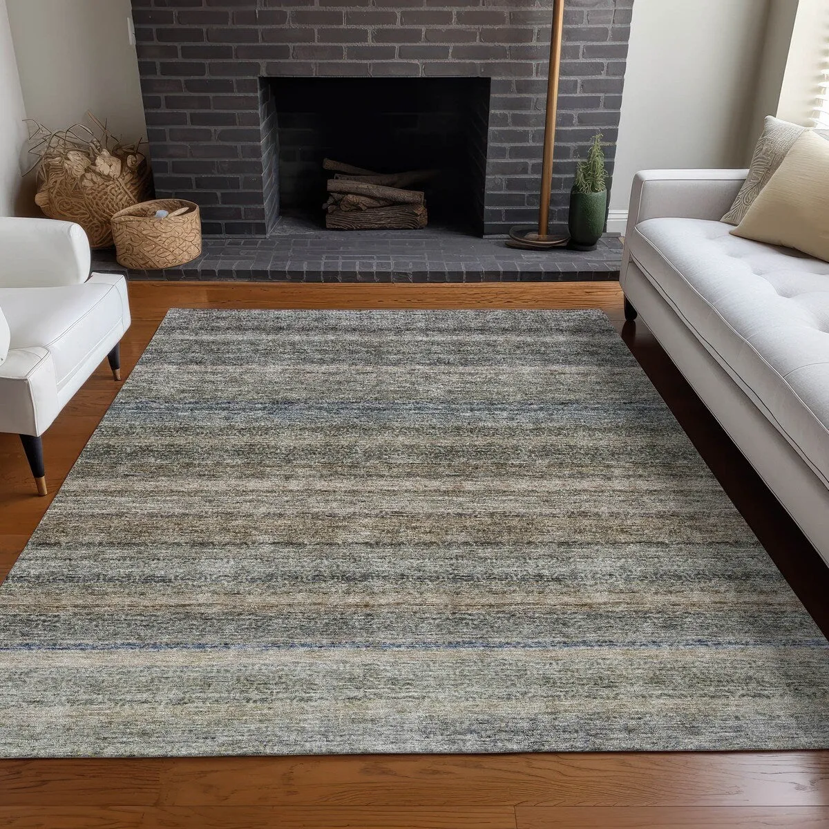 Machine Washable Indoor/ Outdoor Ombre Solid Chantille Rug