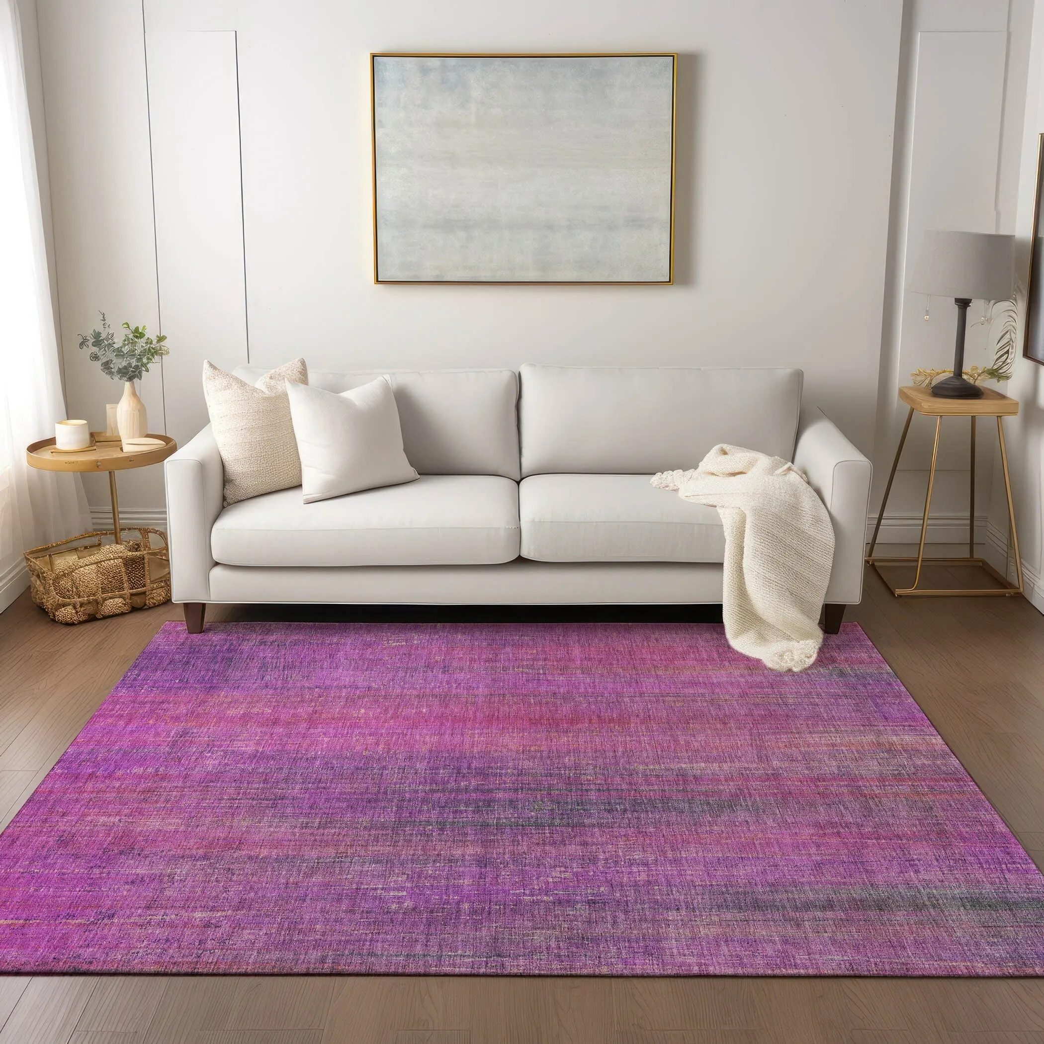 Machine Washable Indoor/ Outdoor Ombre Solid Chantille Rug