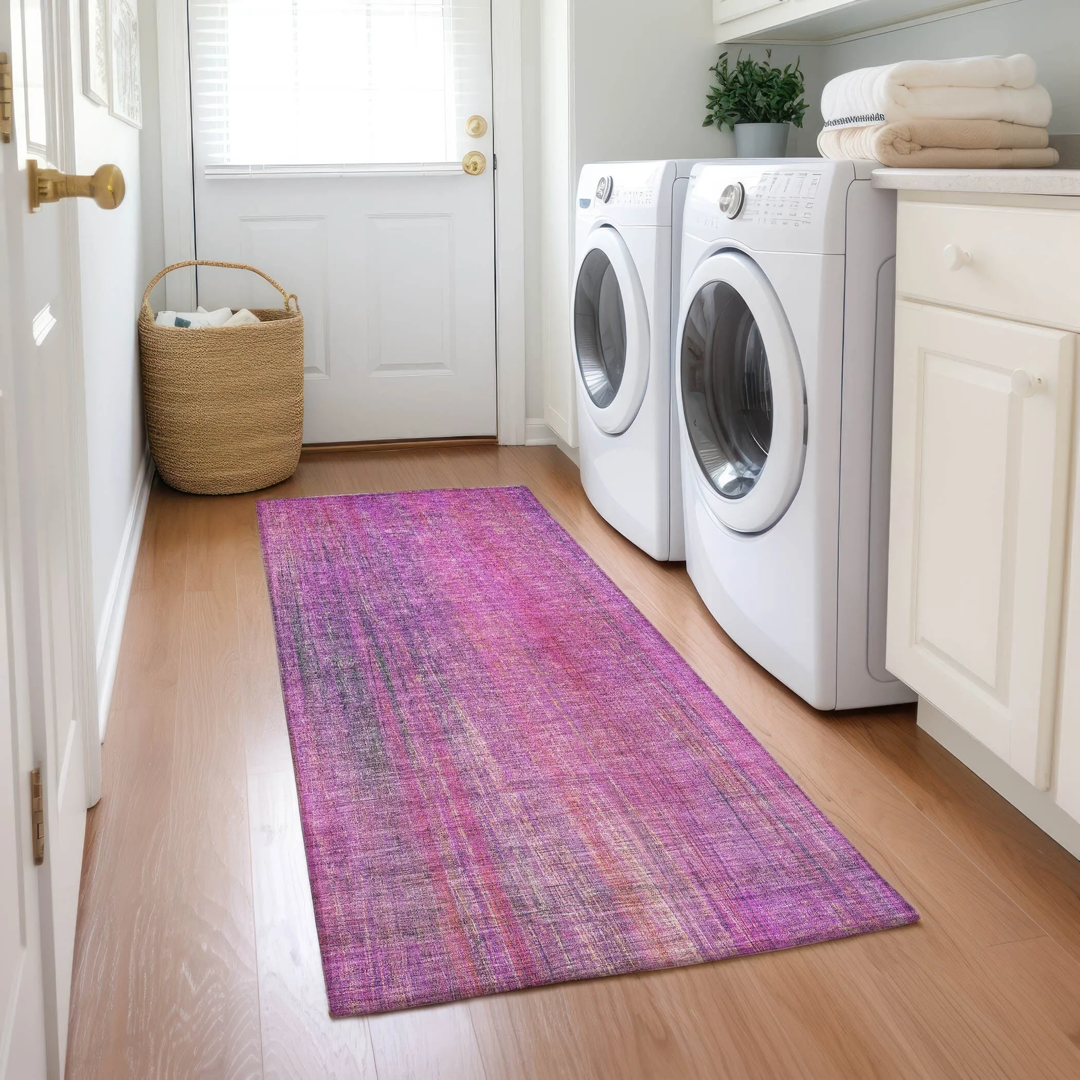 Machine Washable Indoor/ Outdoor Ombre Solid Chantille Rug