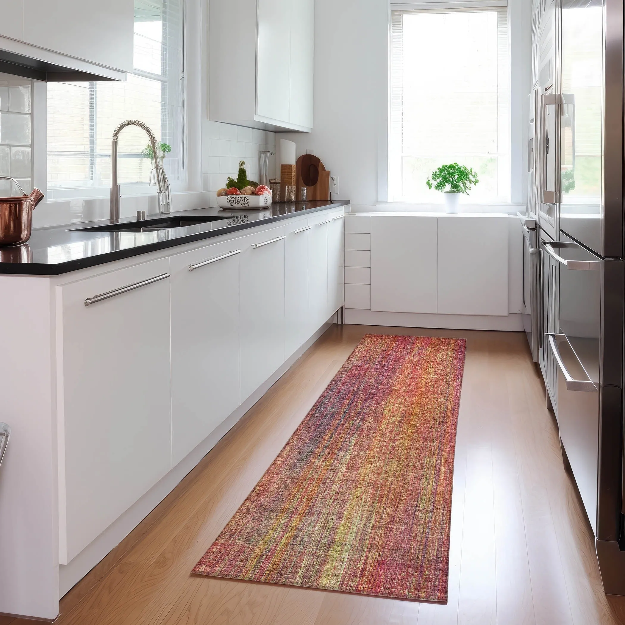 Machine Washable Indoor/ Outdoor Ombre Solid Chantille Rug