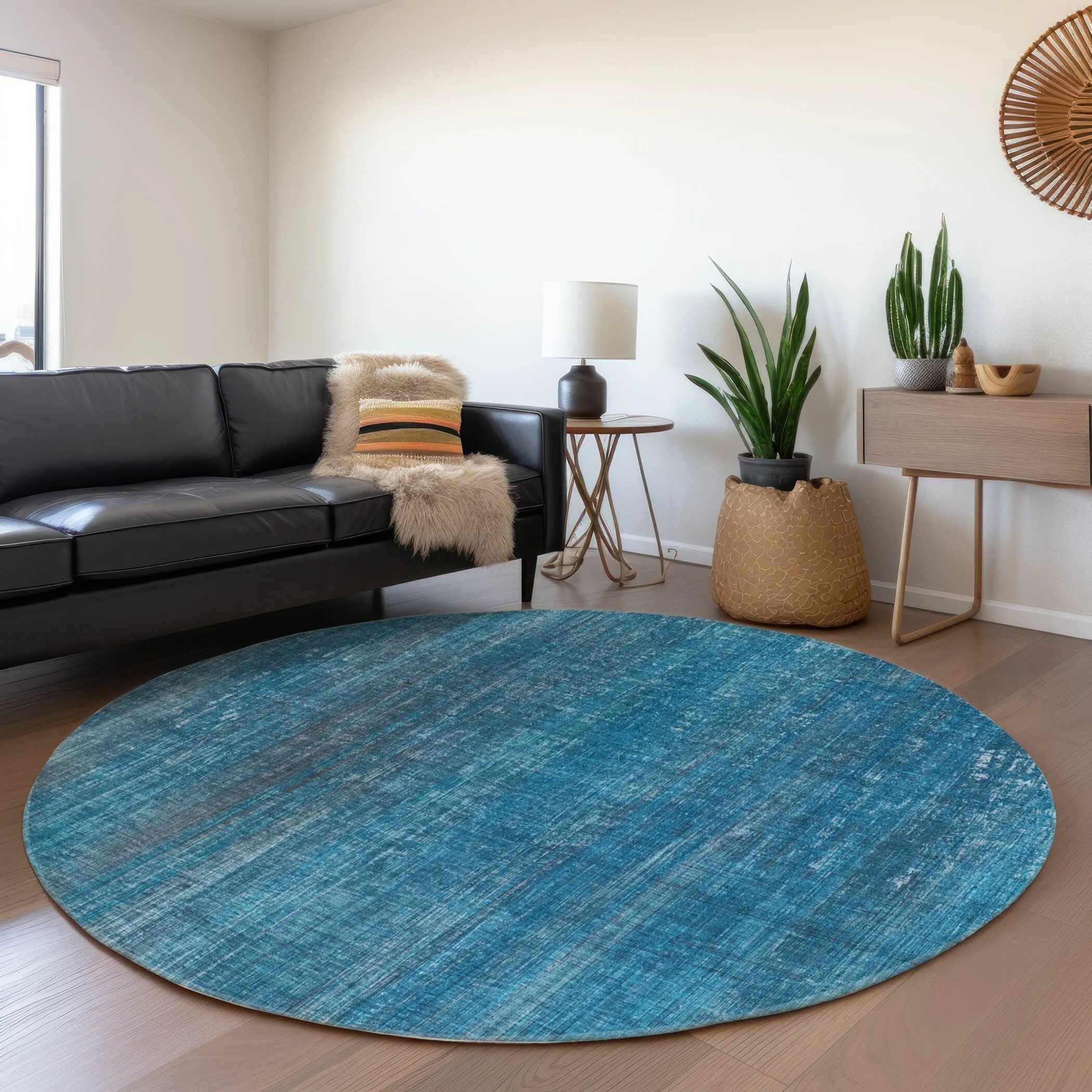 Machine Washable Indoor/ Outdoor Ombre Solid Chantille Rug