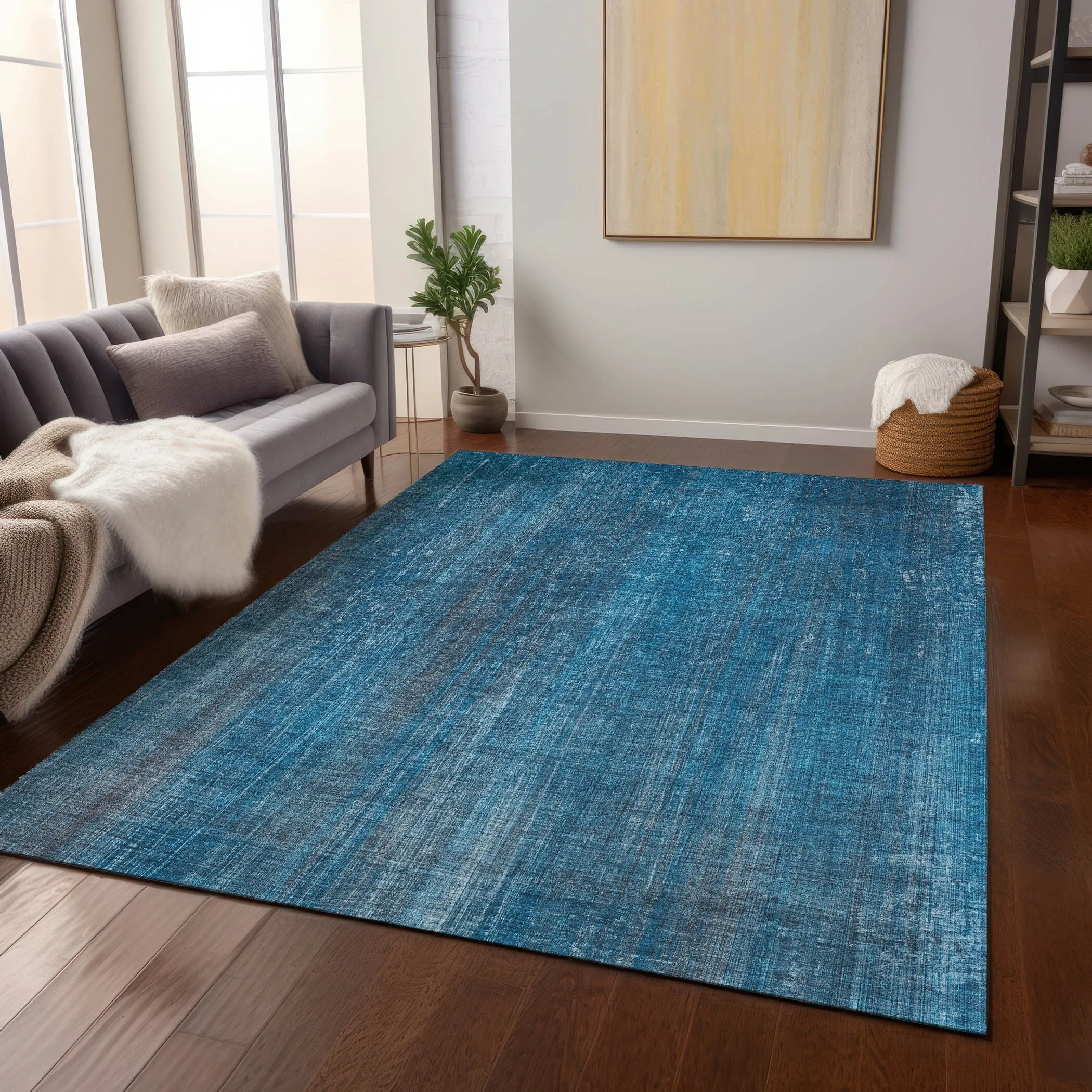 Machine Washable Indoor/ Outdoor Ombre Solid Chantille Rug