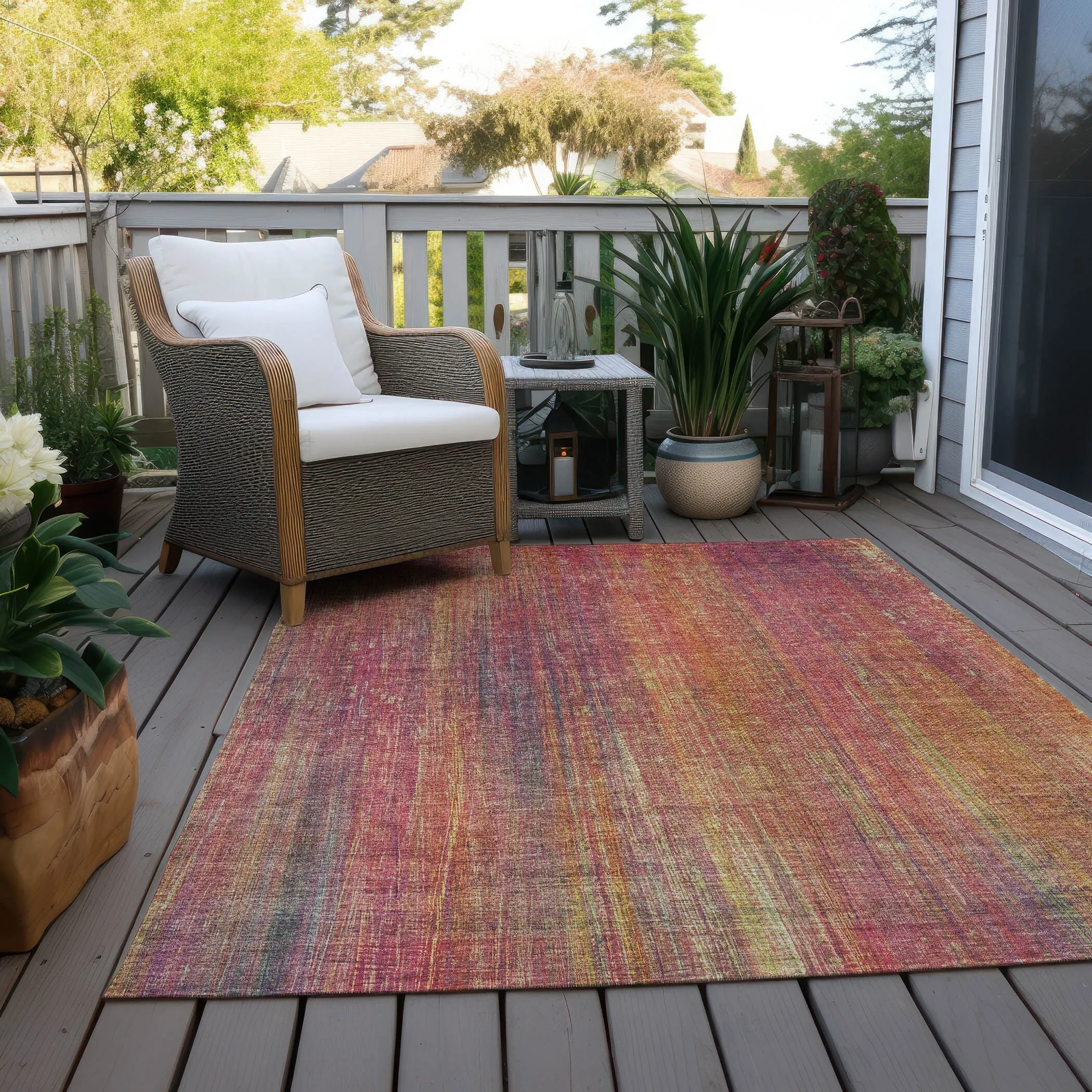Machine Washable Indoor/ Outdoor Ombre Solid Chantille Rug
