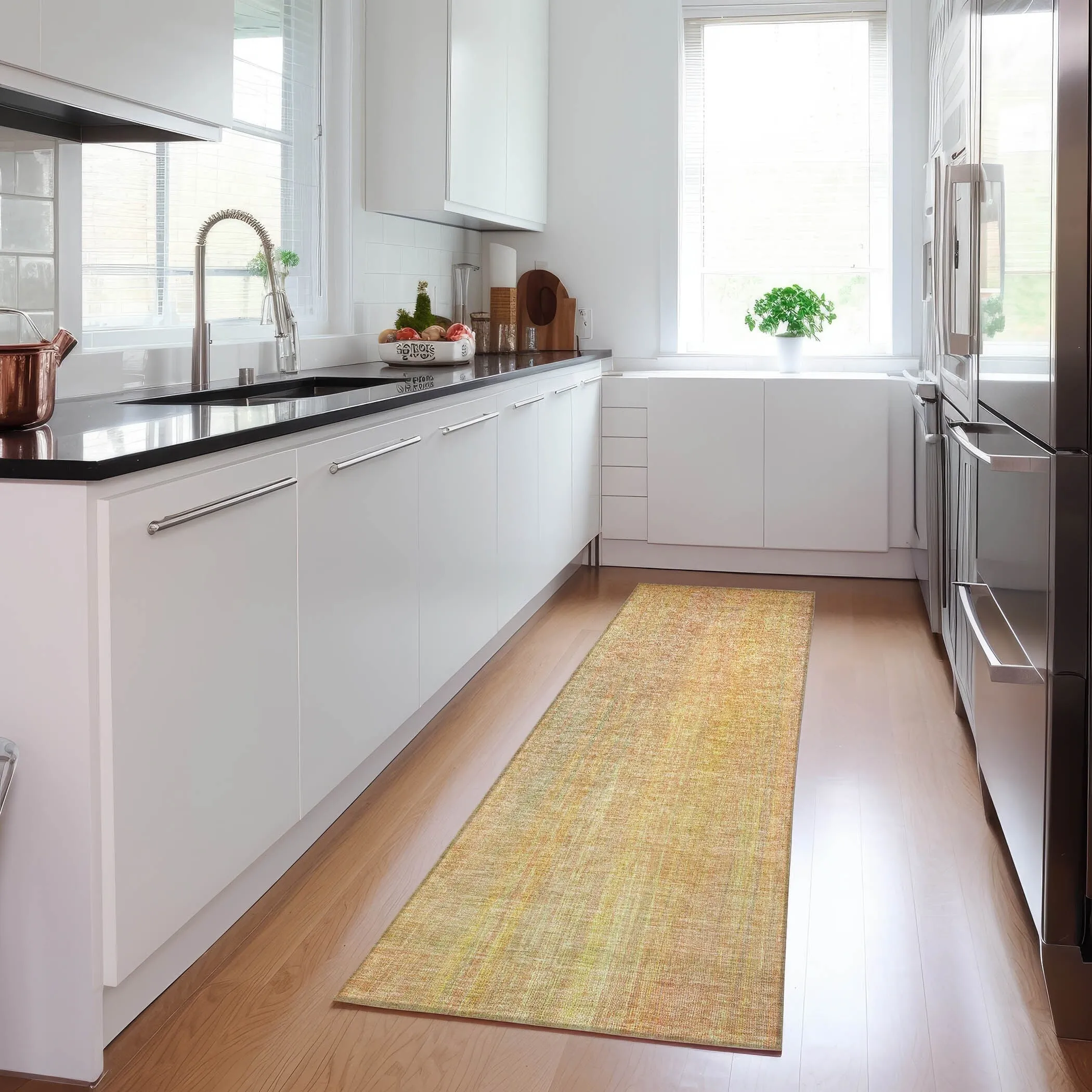 Machine Washable Indoor/ Outdoor Ombre Solid Chantille Rug