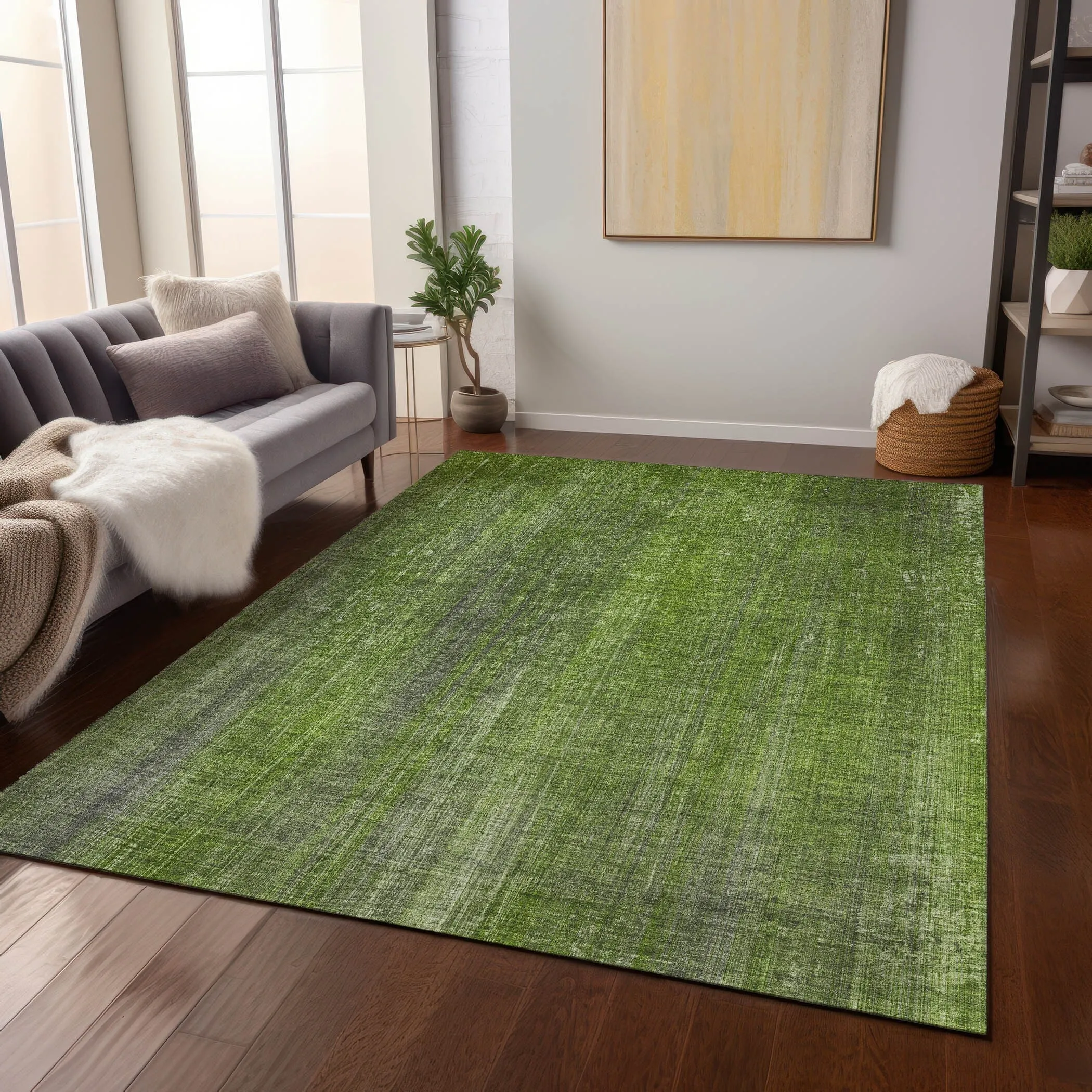Machine Washable Indoor/ Outdoor Ombre Solid Chantille Rug