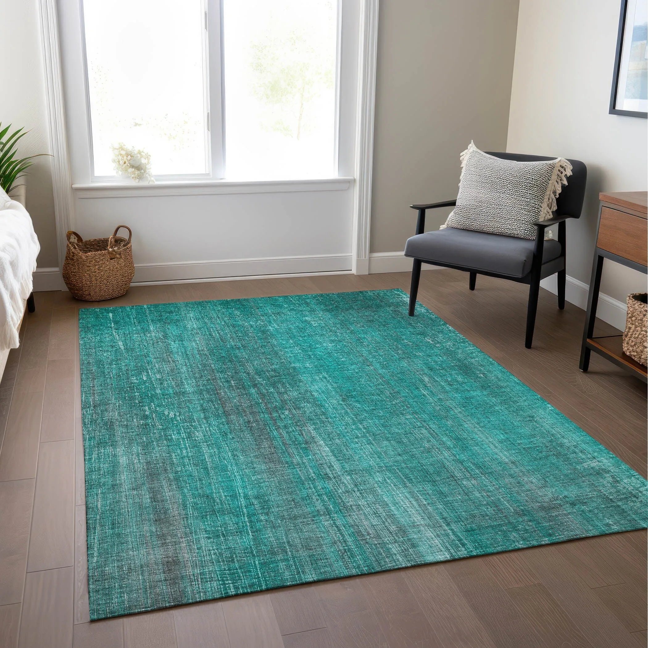 Machine Washable Indoor/ Outdoor Ombre Solid Chantille Rug