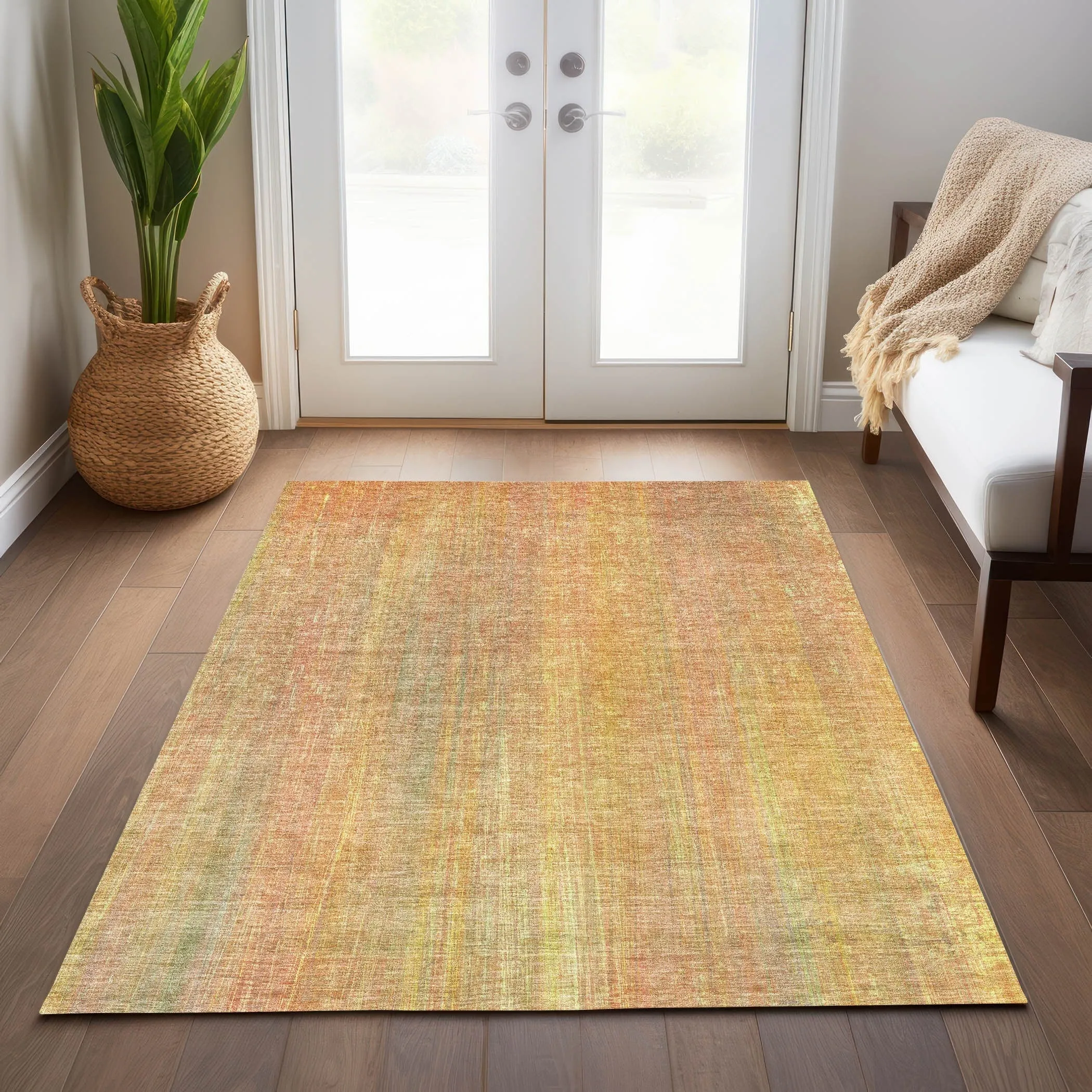 Machine Washable Indoor/ Outdoor Ombre Solid Chantille Rug