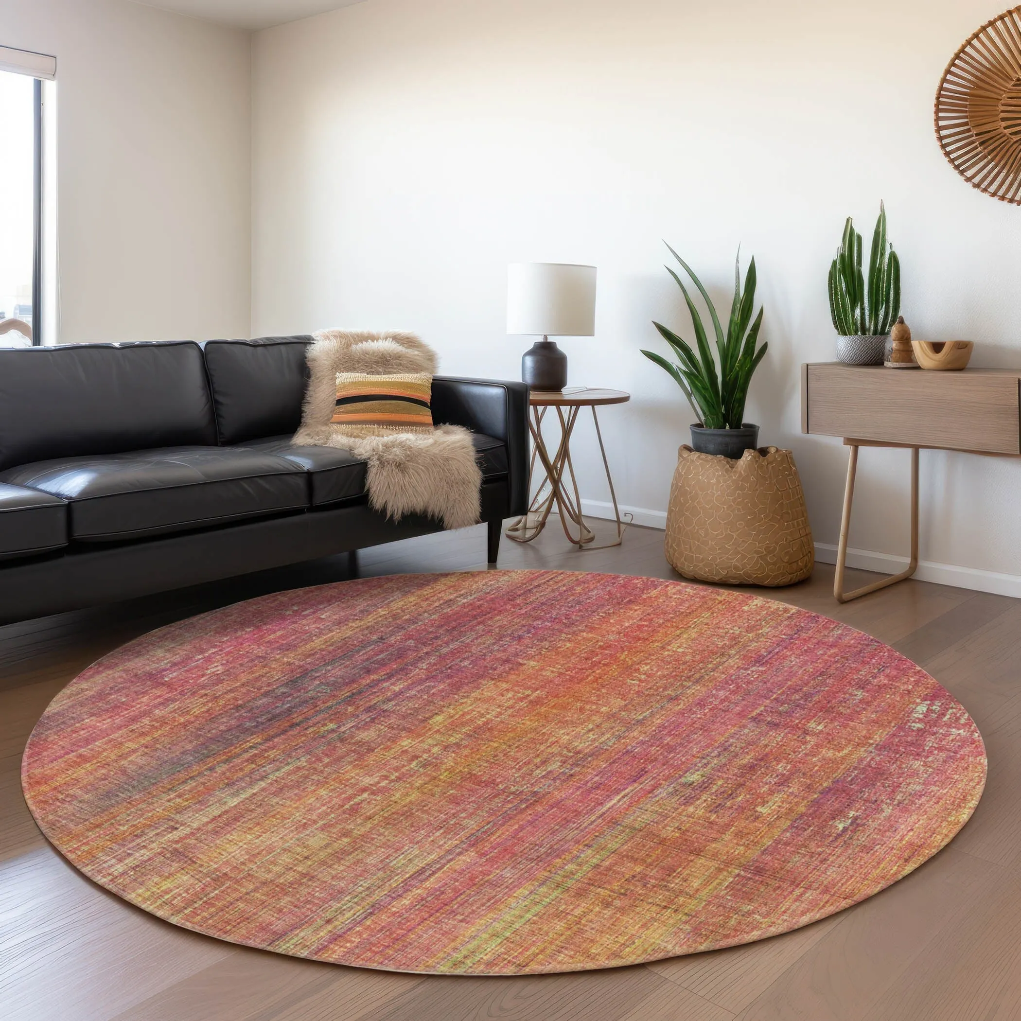 Machine Washable Indoor/ Outdoor Ombre Solid Chantille Rug