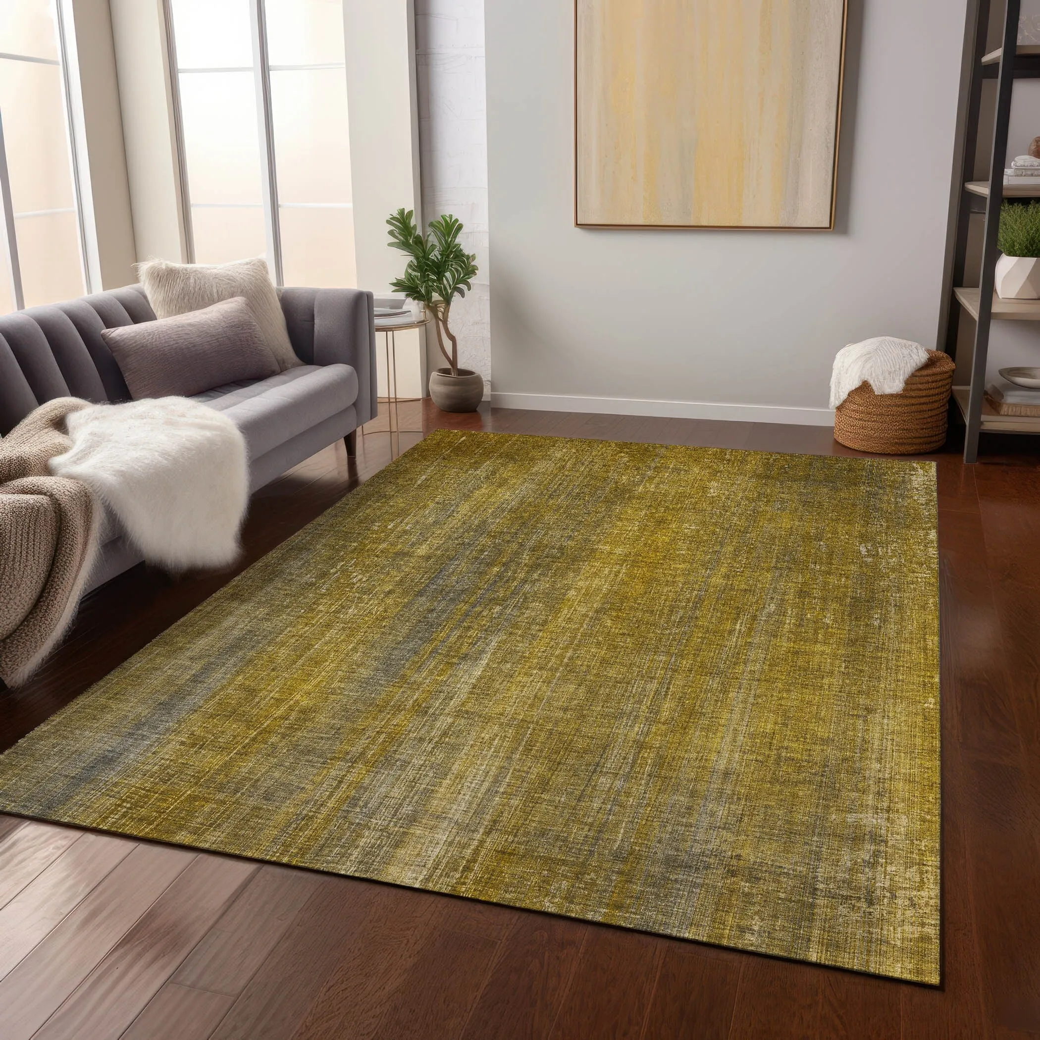 Machine Washable Indoor/ Outdoor Ombre Solid Chantille Rug