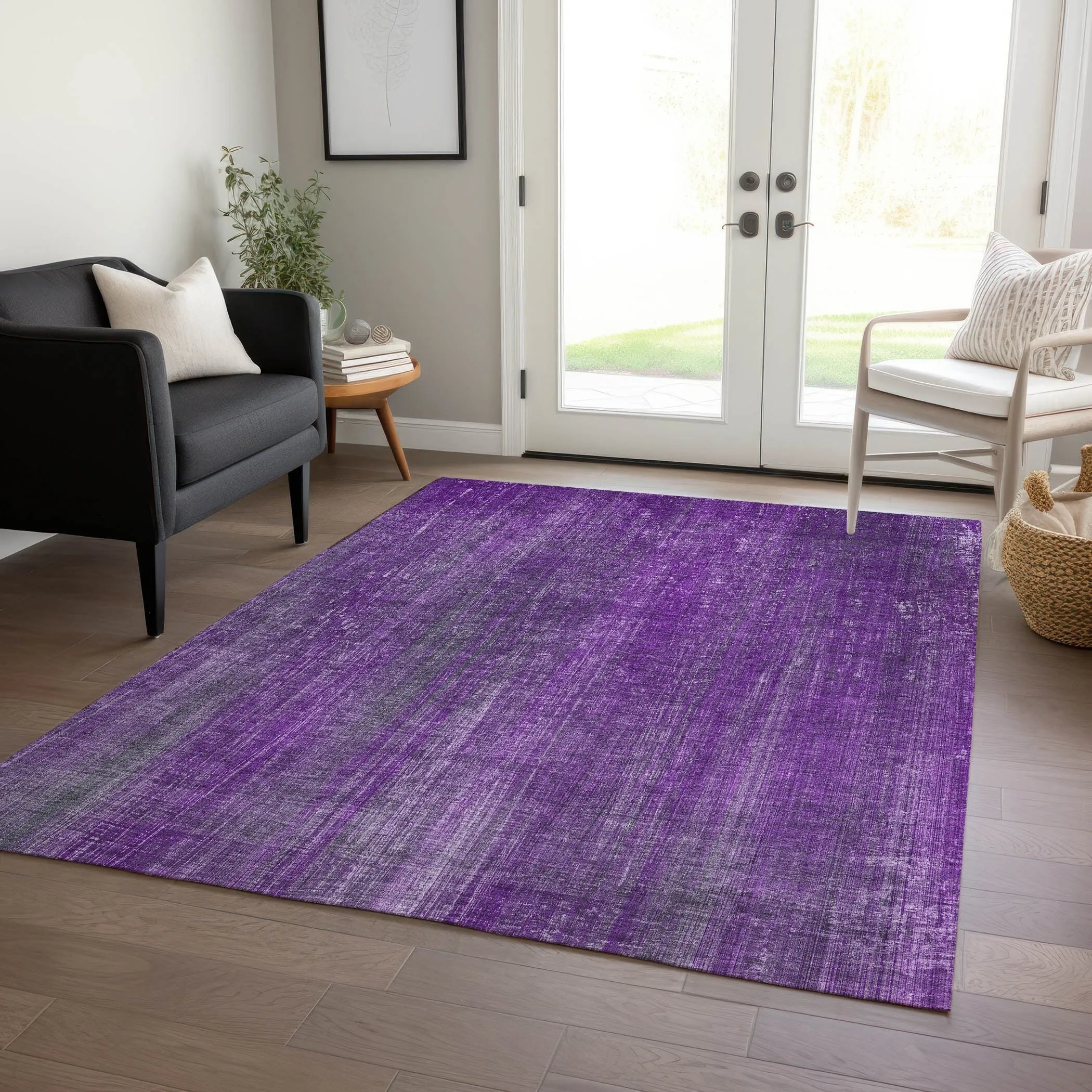 Machine Washable Indoor/ Outdoor Ombre Solid Chantille Rug