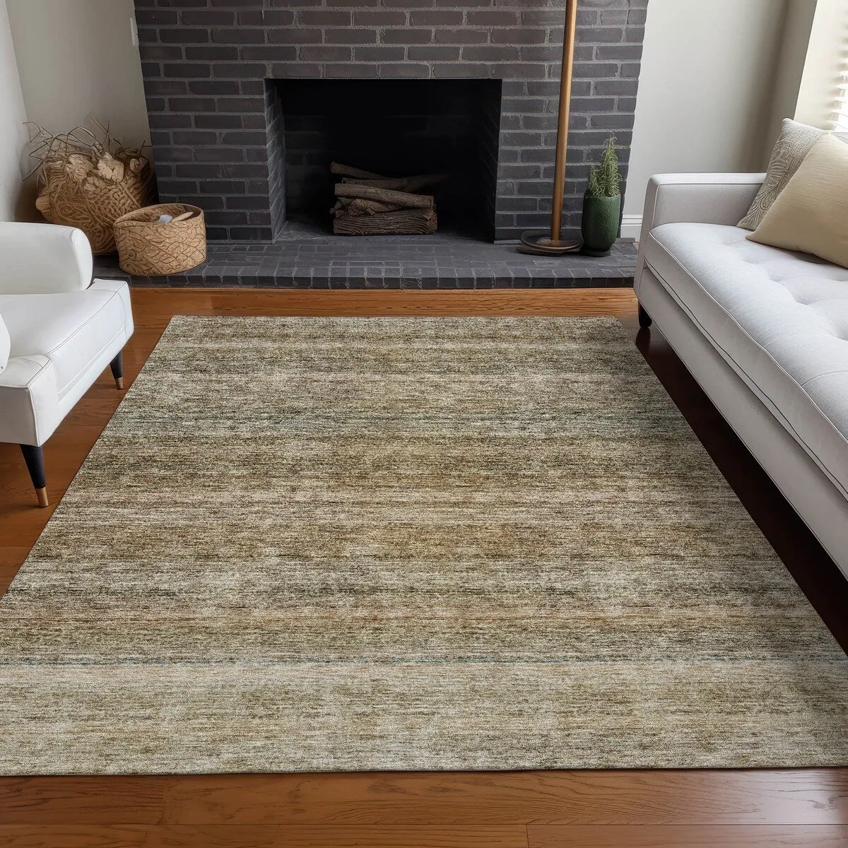 Machine Washable Indoor/ Outdoor Ombre Solid Chantille Rug