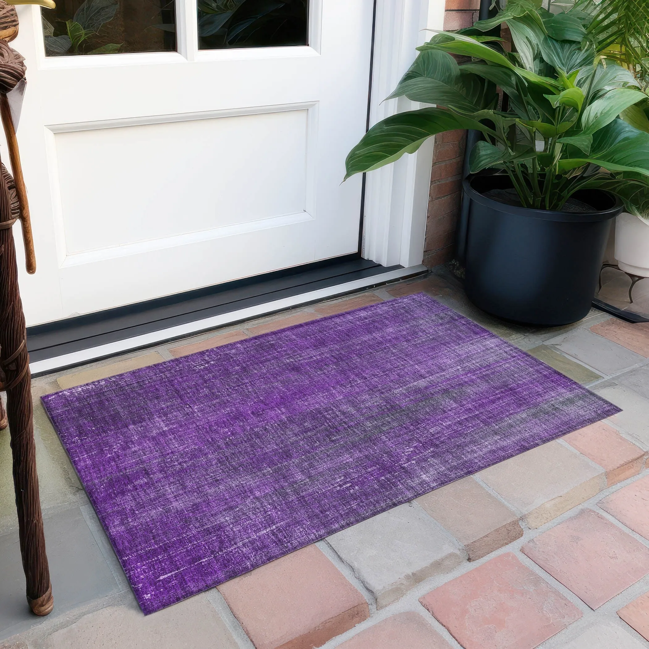 Machine Washable Indoor/ Outdoor Ombre Solid Chantille Rug