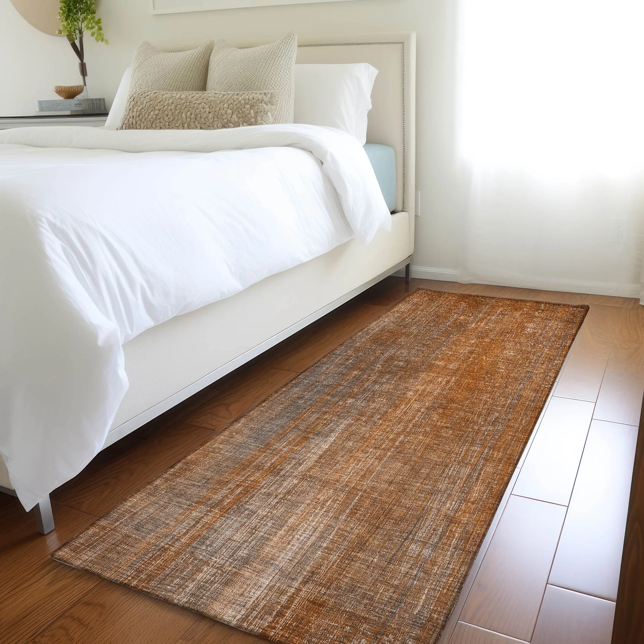 Machine Washable Indoor/ Outdoor Ombre Solid Chantille Rug