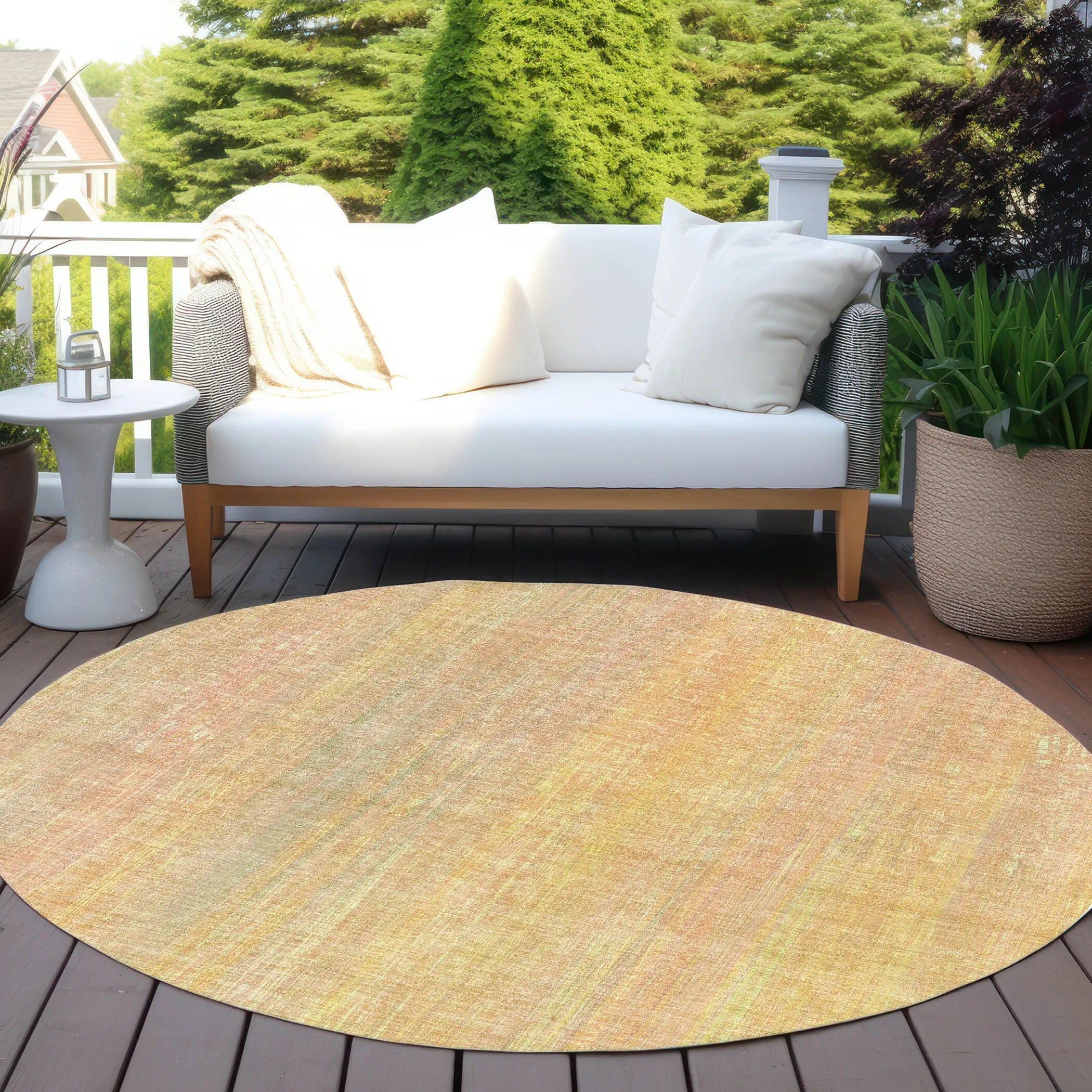 Machine Washable Indoor/ Outdoor Ombre Solid Chantille Rug