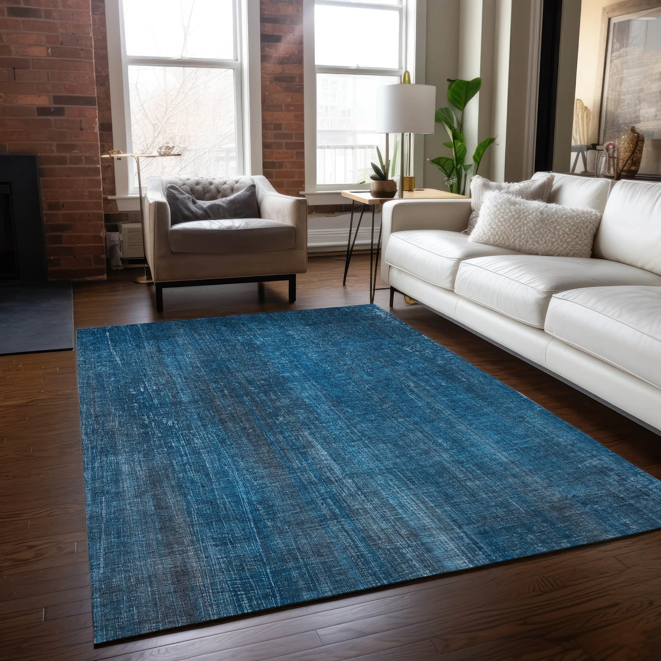 Machine Washable Indoor/ Outdoor Ombre Solid Chantille Rug