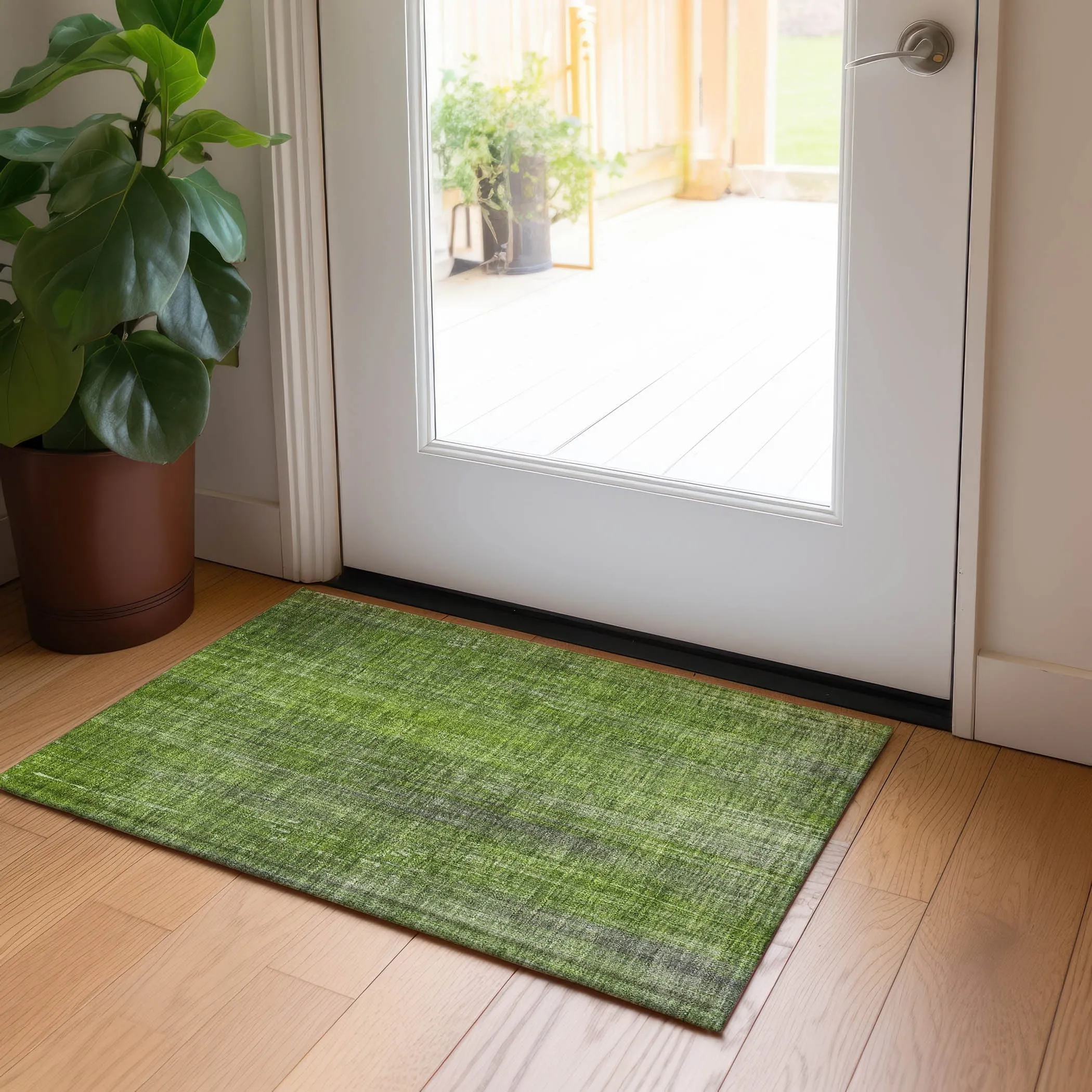 Machine Washable Indoor/ Outdoor Ombre Solid Chantille Rug