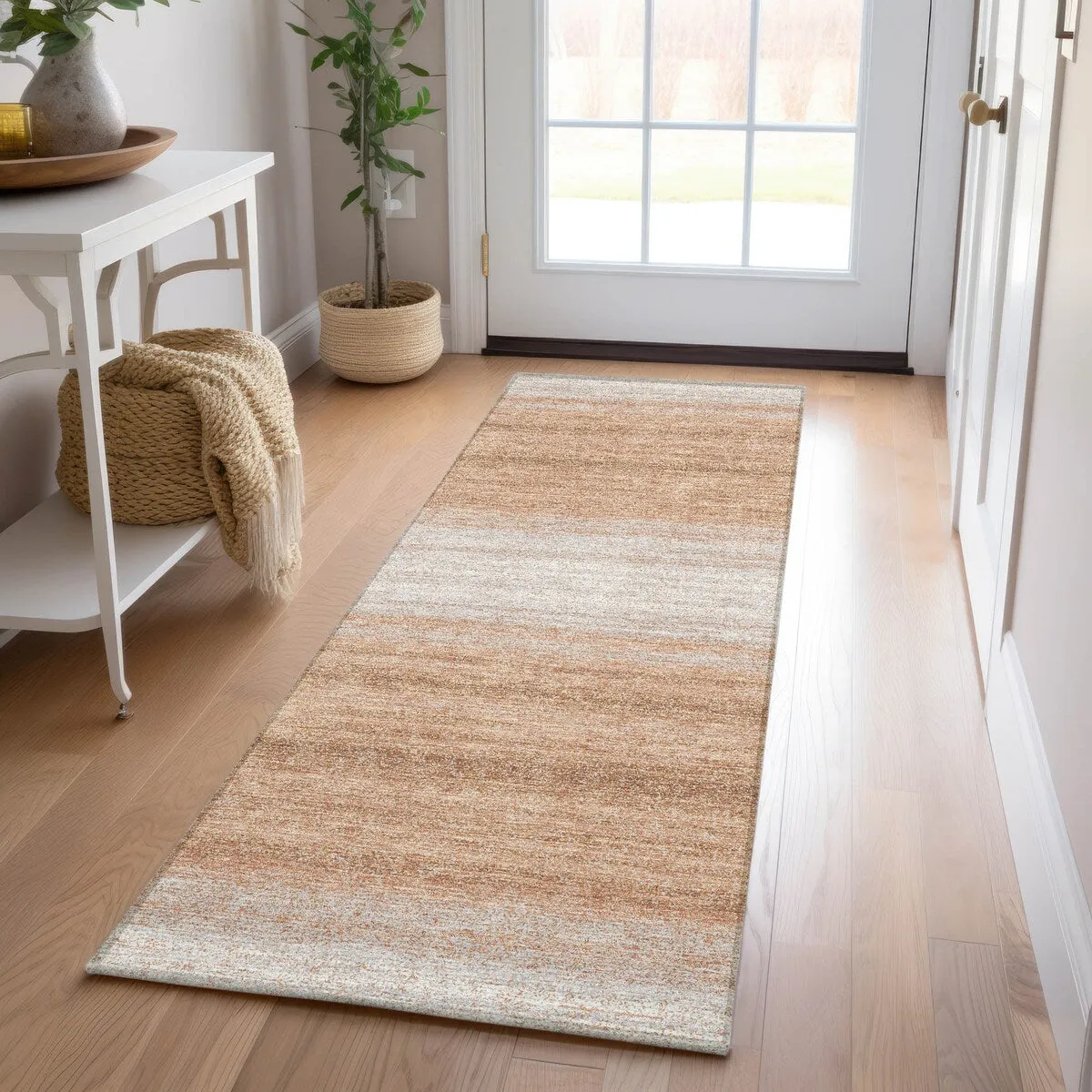 Machine Washable Indoor/ Outdoor Ombre Stripe Chantille Rug