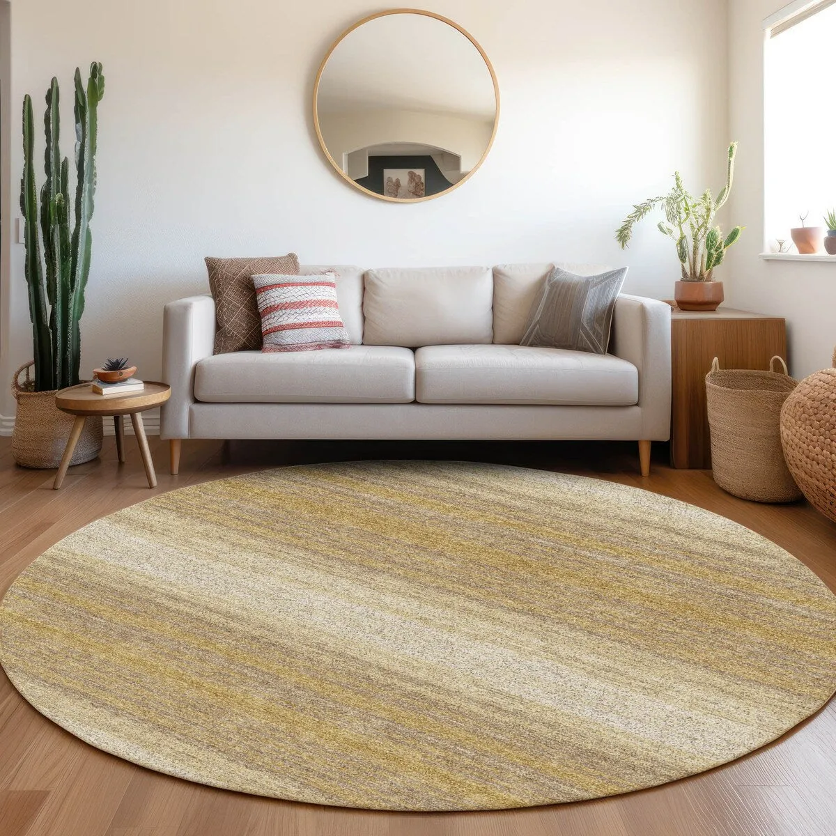 Machine Washable Indoor/ Outdoor Ombre Stripe Chantille Rug