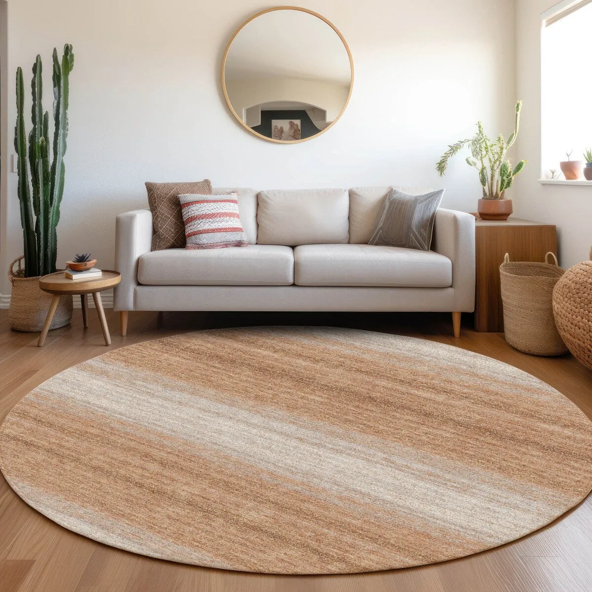 Machine Washable Indoor/ Outdoor Ombre Stripe Chantille Rug