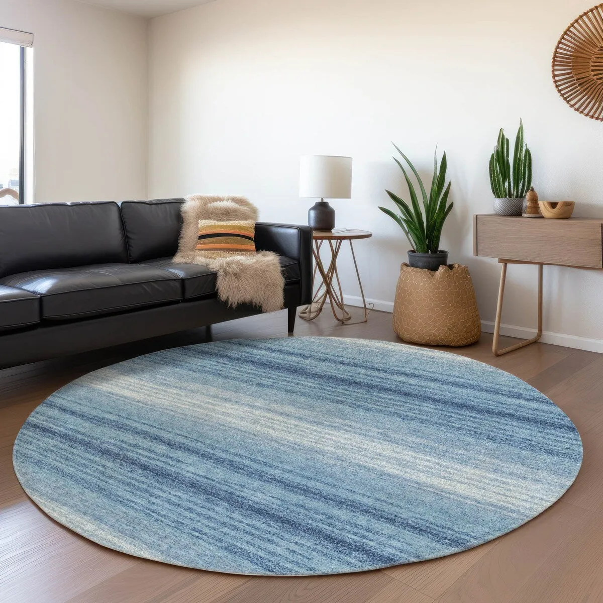 Machine Washable Indoor/ Outdoor Ombre Stripe Chantille Rug