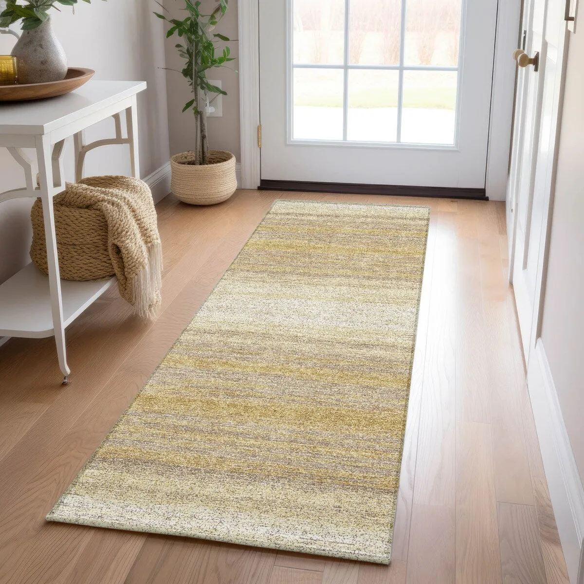 Machine Washable Indoor/ Outdoor Ombre Stripe Chantille Rug