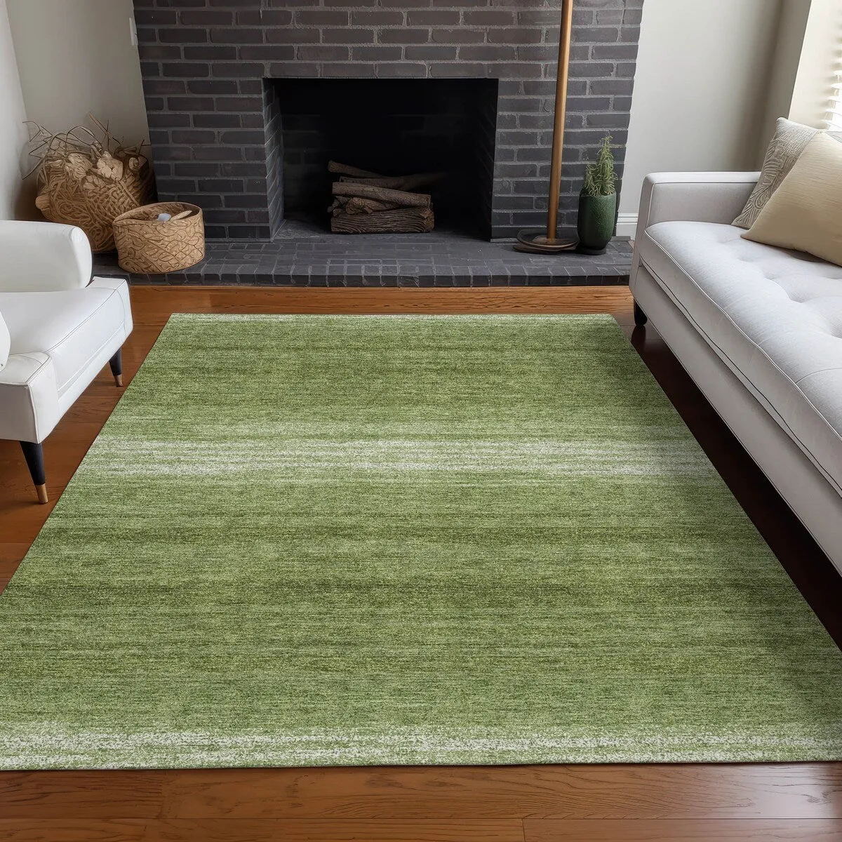 Machine Washable Indoor/ Outdoor Ombre Stripe Chantille Rug