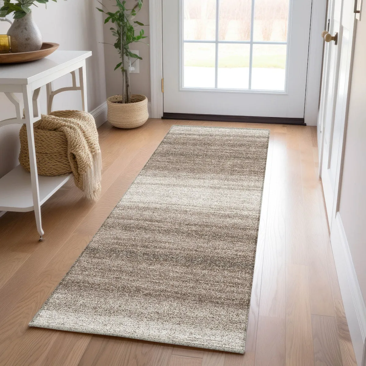 Machine Washable Indoor/ Outdoor Ombre Stripe Chantille Rug