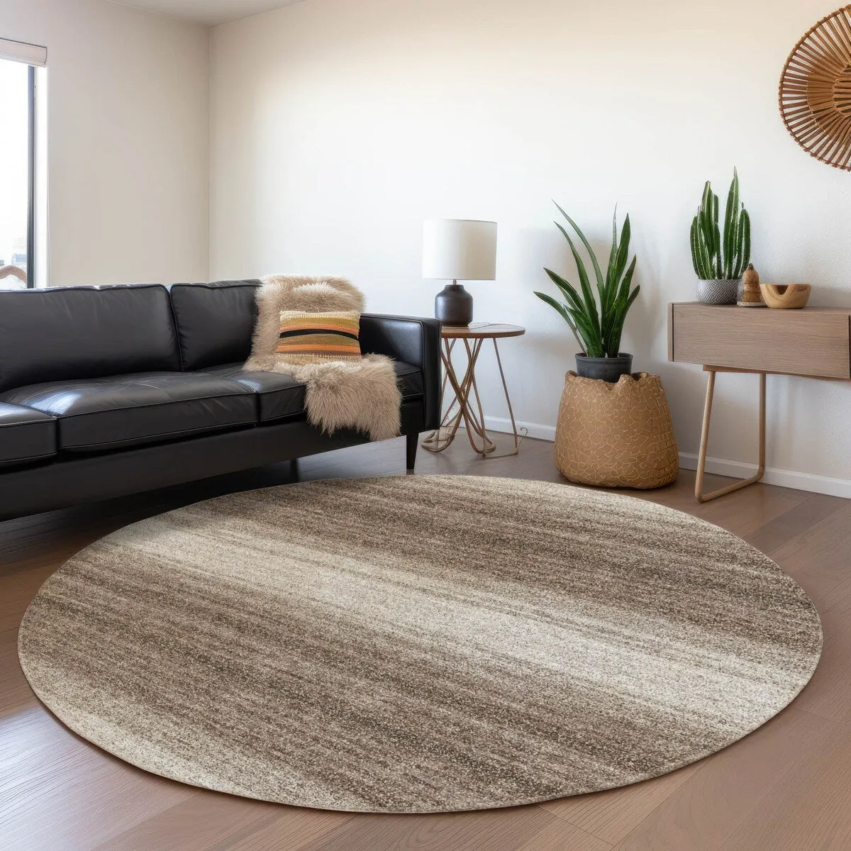 Machine Washable Indoor/ Outdoor Ombre Stripe Chantille Rug