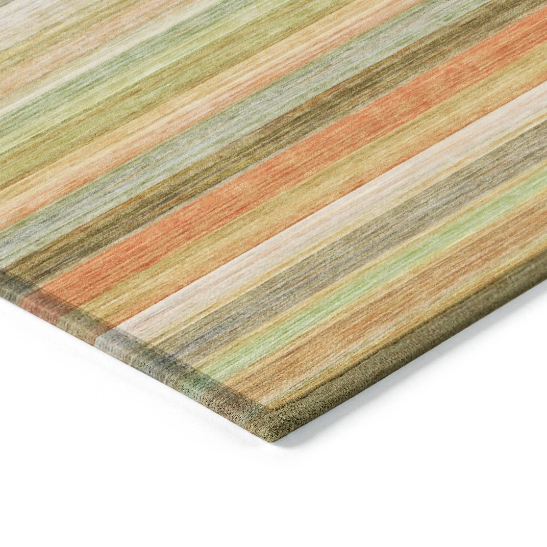 Machine Washable Indoor/ Outdoor Ombre Stripes Chantille Rug