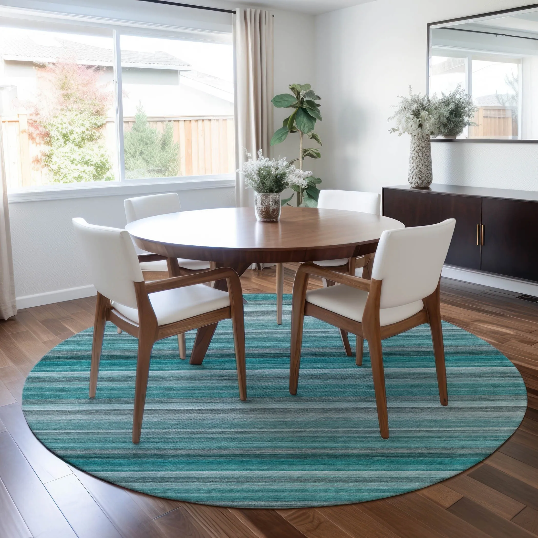 Machine Washable Indoor/ Outdoor Ombre Stripes Chantille Rug