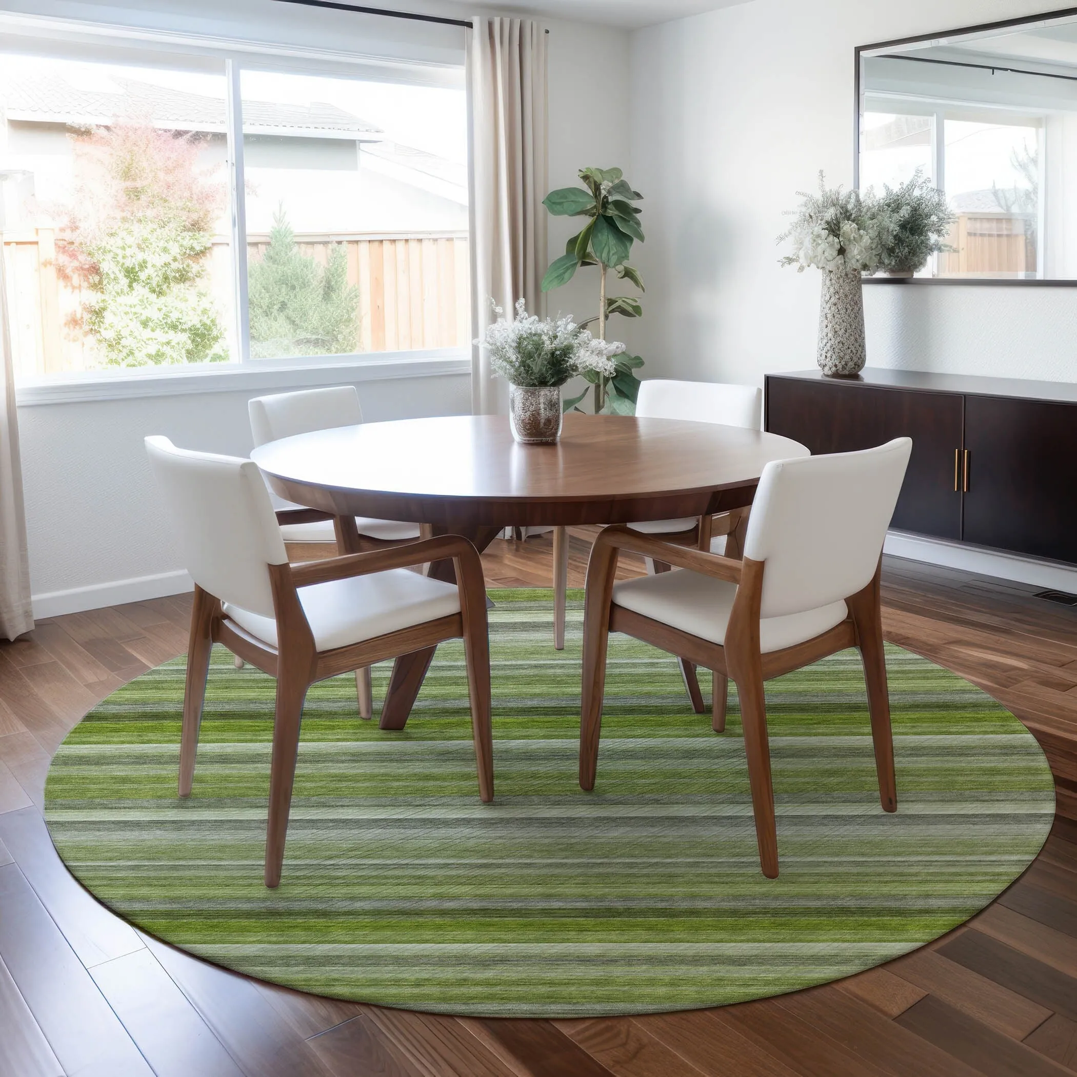 Machine Washable Indoor/ Outdoor Ombre Stripes Chantille Rug