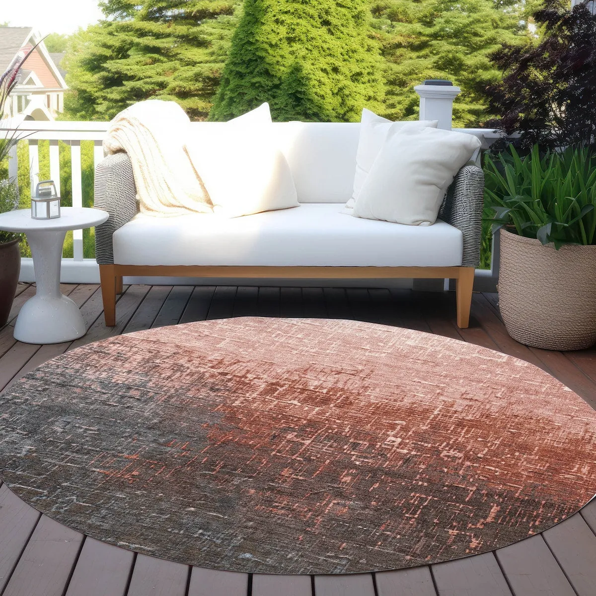 Machine Washable Indoor/ Outdoor Ombre Texture Chantille Rug