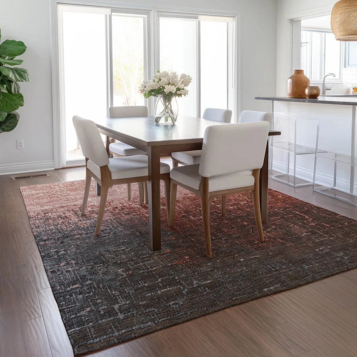 Machine Washable Indoor/ Outdoor Ombre Texture Chantille Rug