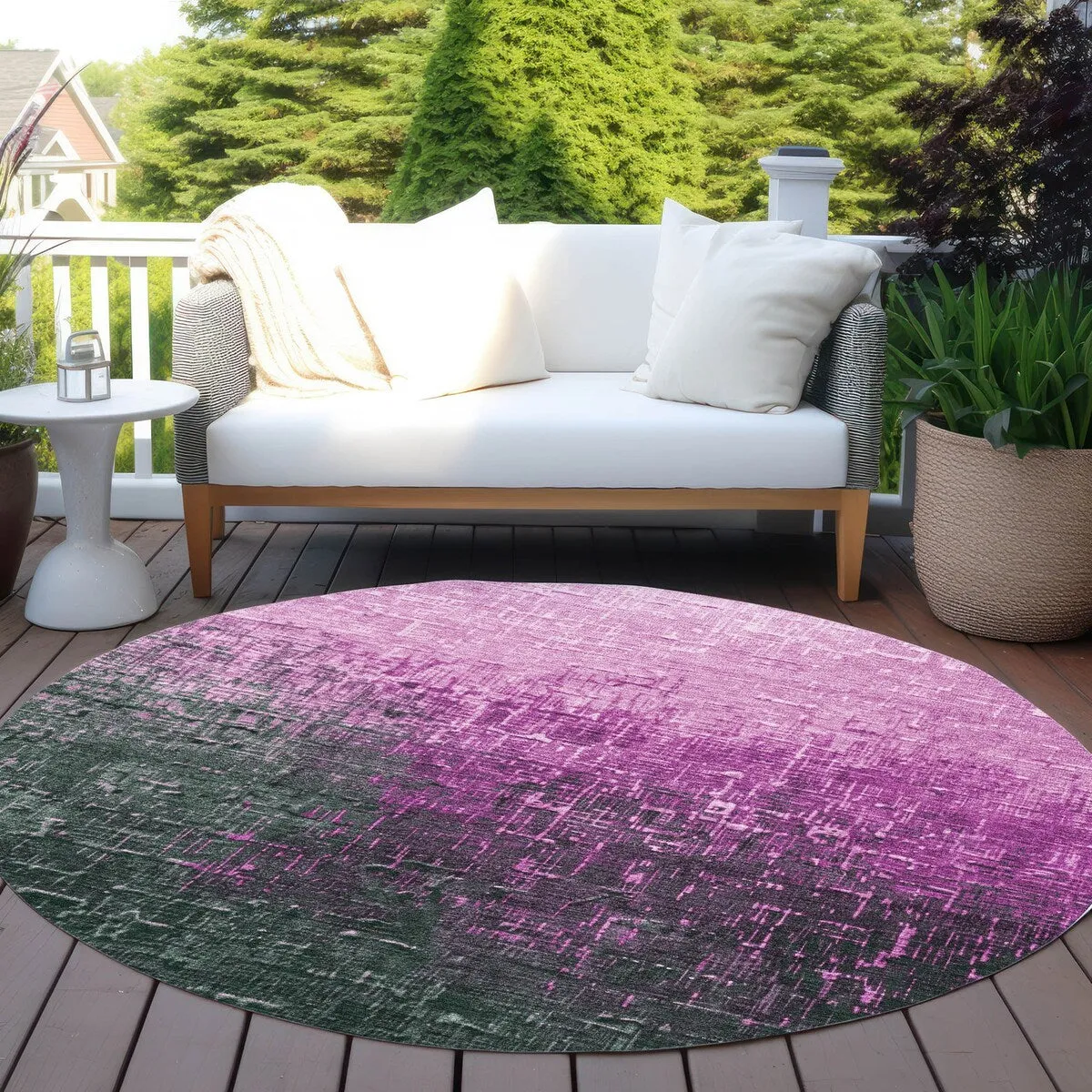 Machine Washable Indoor/ Outdoor Ombre Texture Chantille Rug