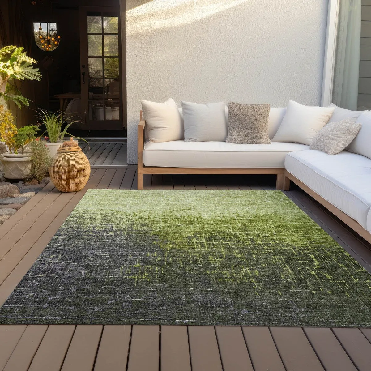 Machine Washable Indoor/ Outdoor Ombre Texture Chantille Rug