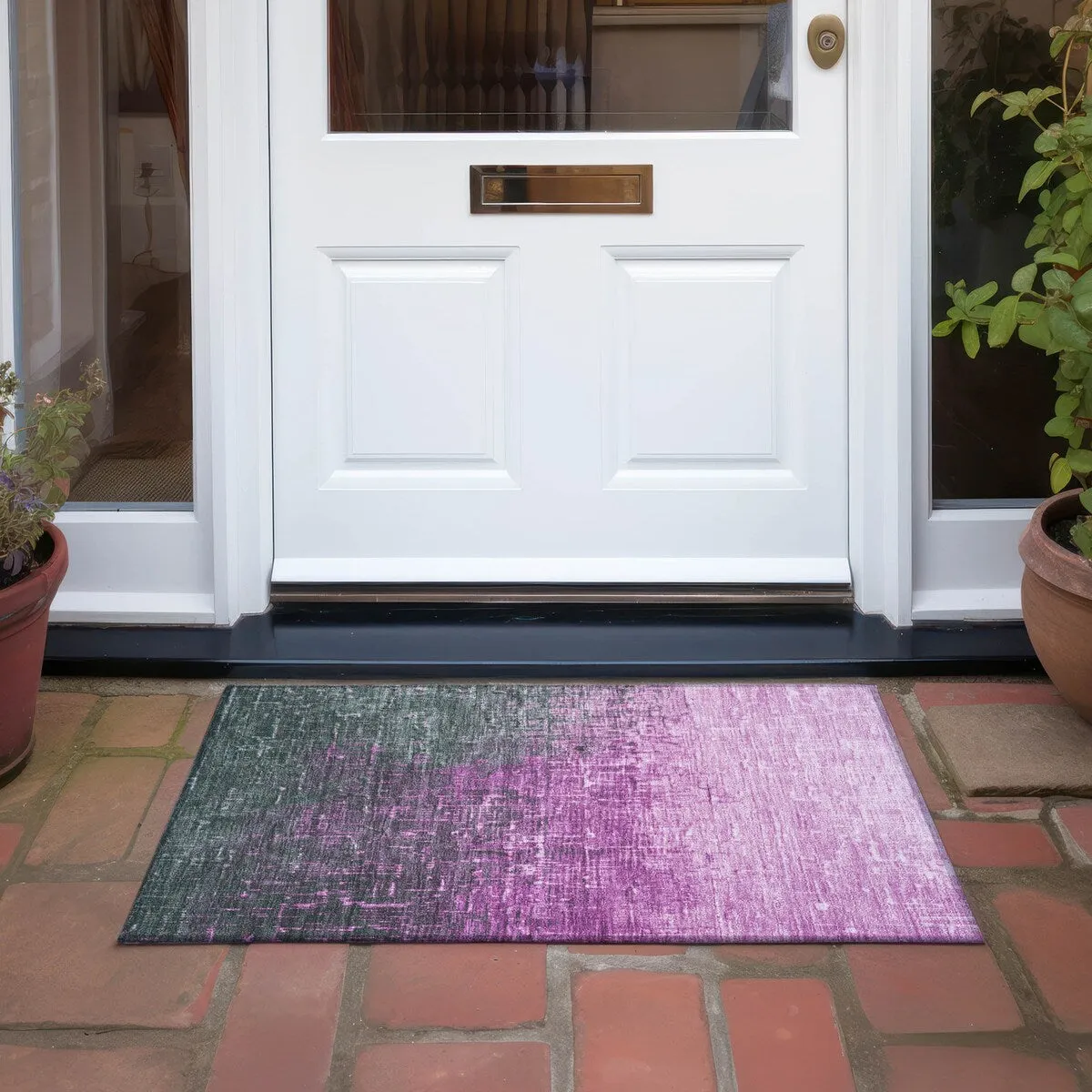 Machine Washable Indoor/ Outdoor Ombre Texture Chantille Rug