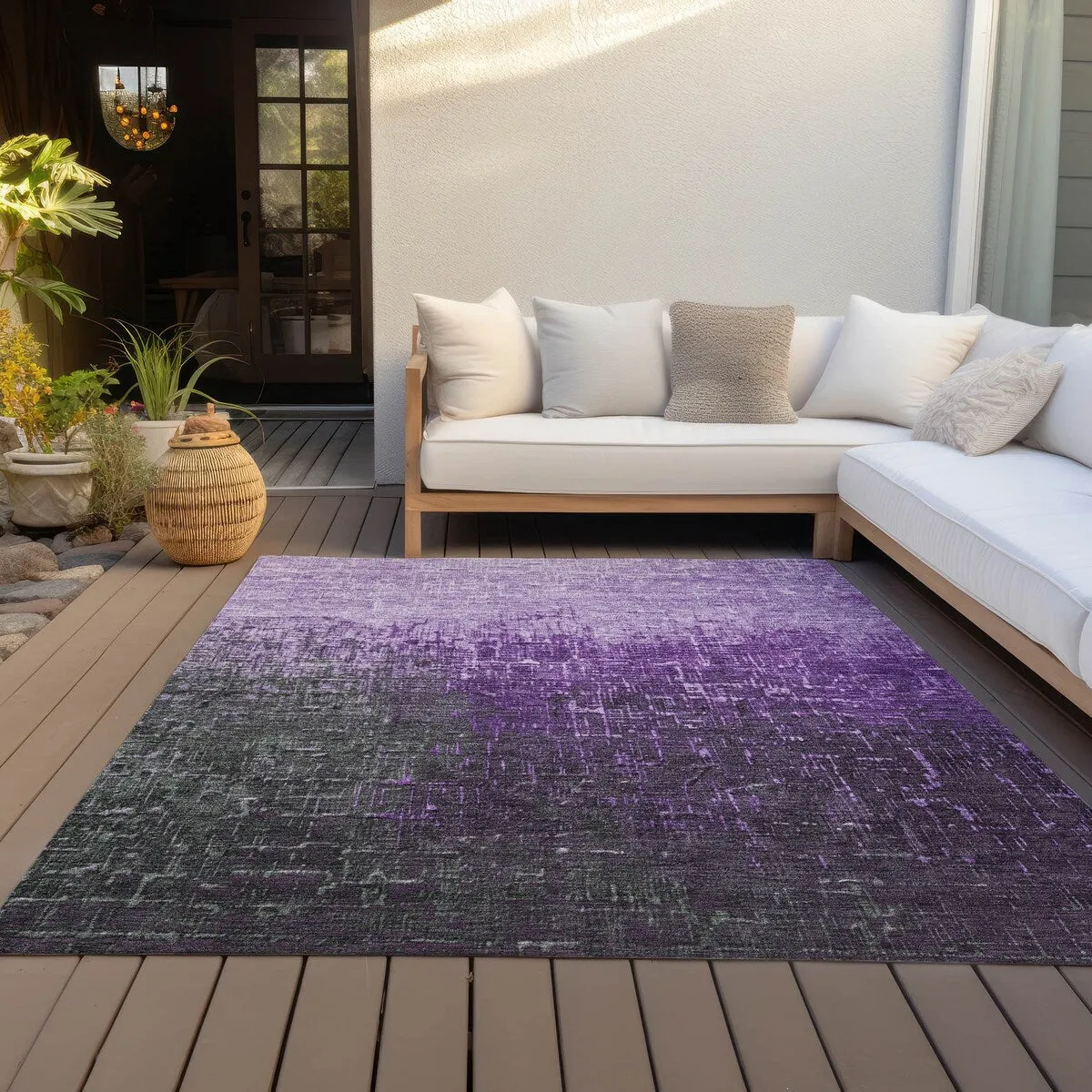 Machine Washable Indoor/ Outdoor Ombre Texture Chantille Rug