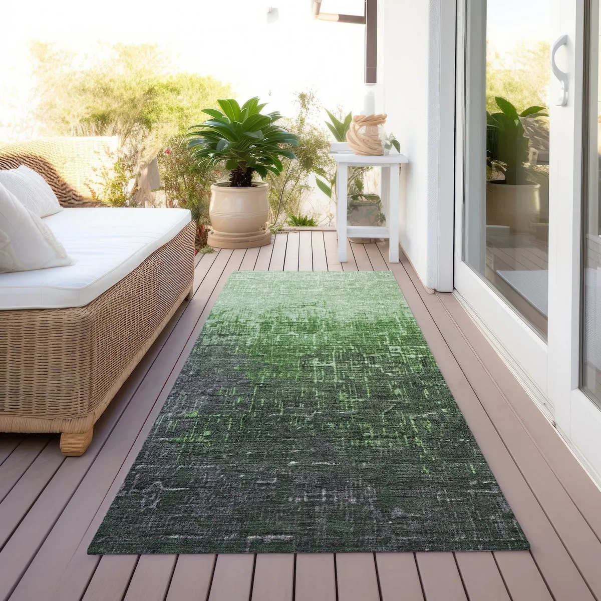 Machine Washable Indoor/ Outdoor Ombre Texture Chantille Rug