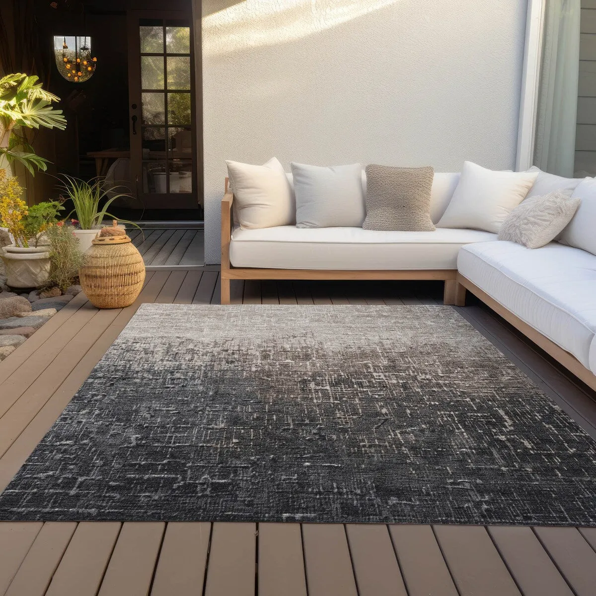 Machine Washable Indoor/ Outdoor Ombre Texture Chantille Rug