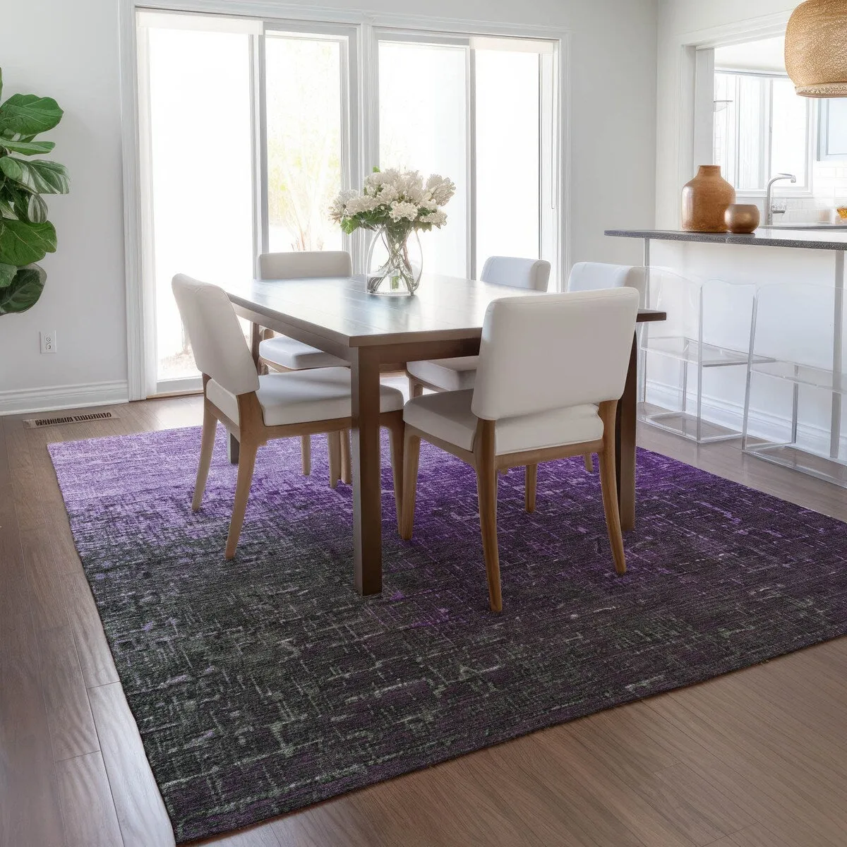 Machine Washable Indoor/ Outdoor Ombre Texture Chantille Rug