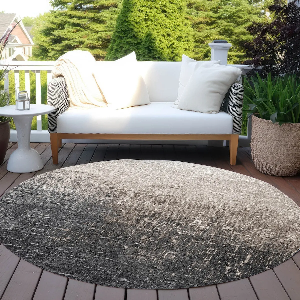 Machine Washable Indoor/ Outdoor Ombre Texture Chantille Rug