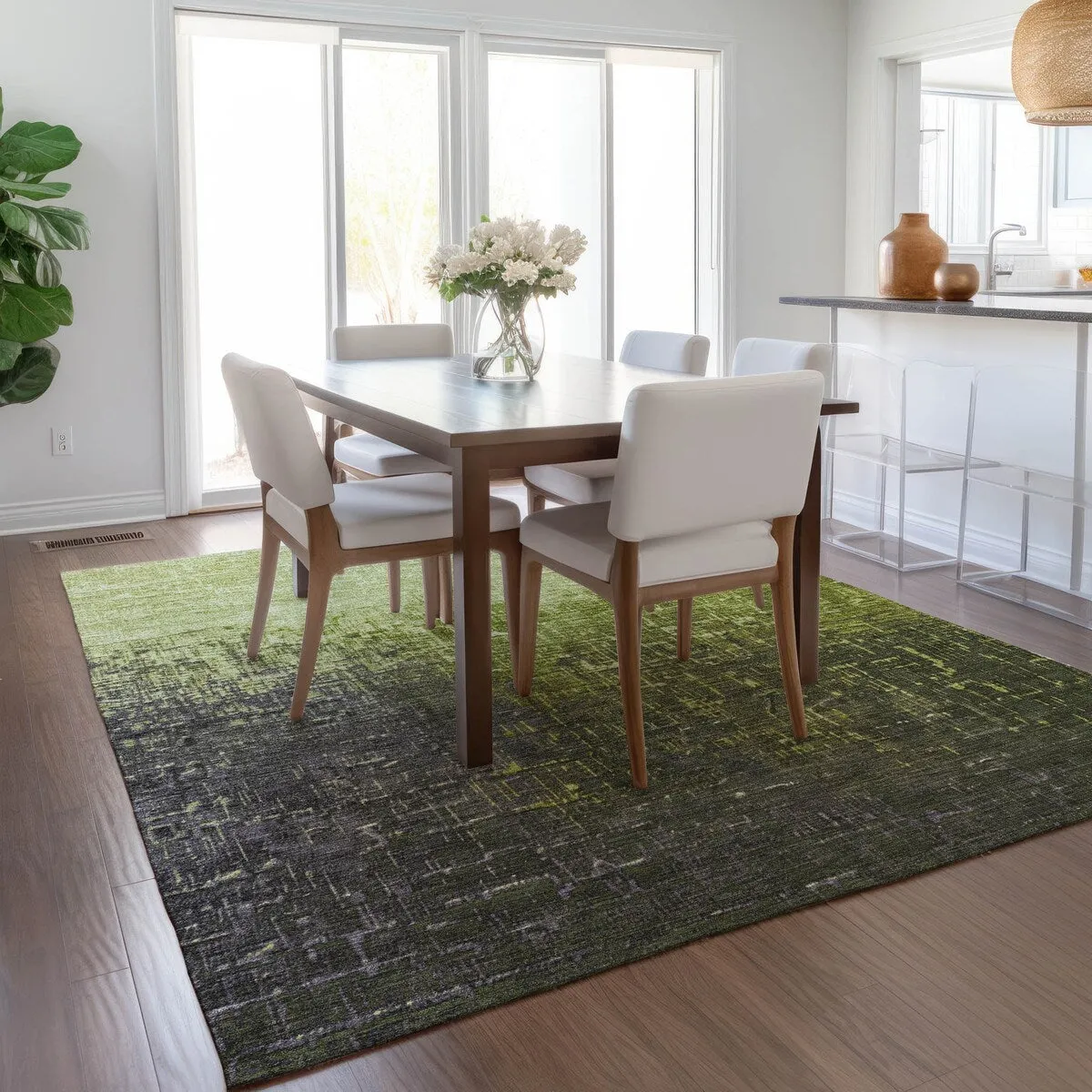 Machine Washable Indoor/ Outdoor Ombre Texture Chantille Rug