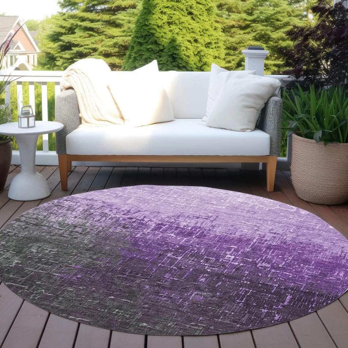 Machine Washable Indoor/ Outdoor Ombre Texture Chantille Rug