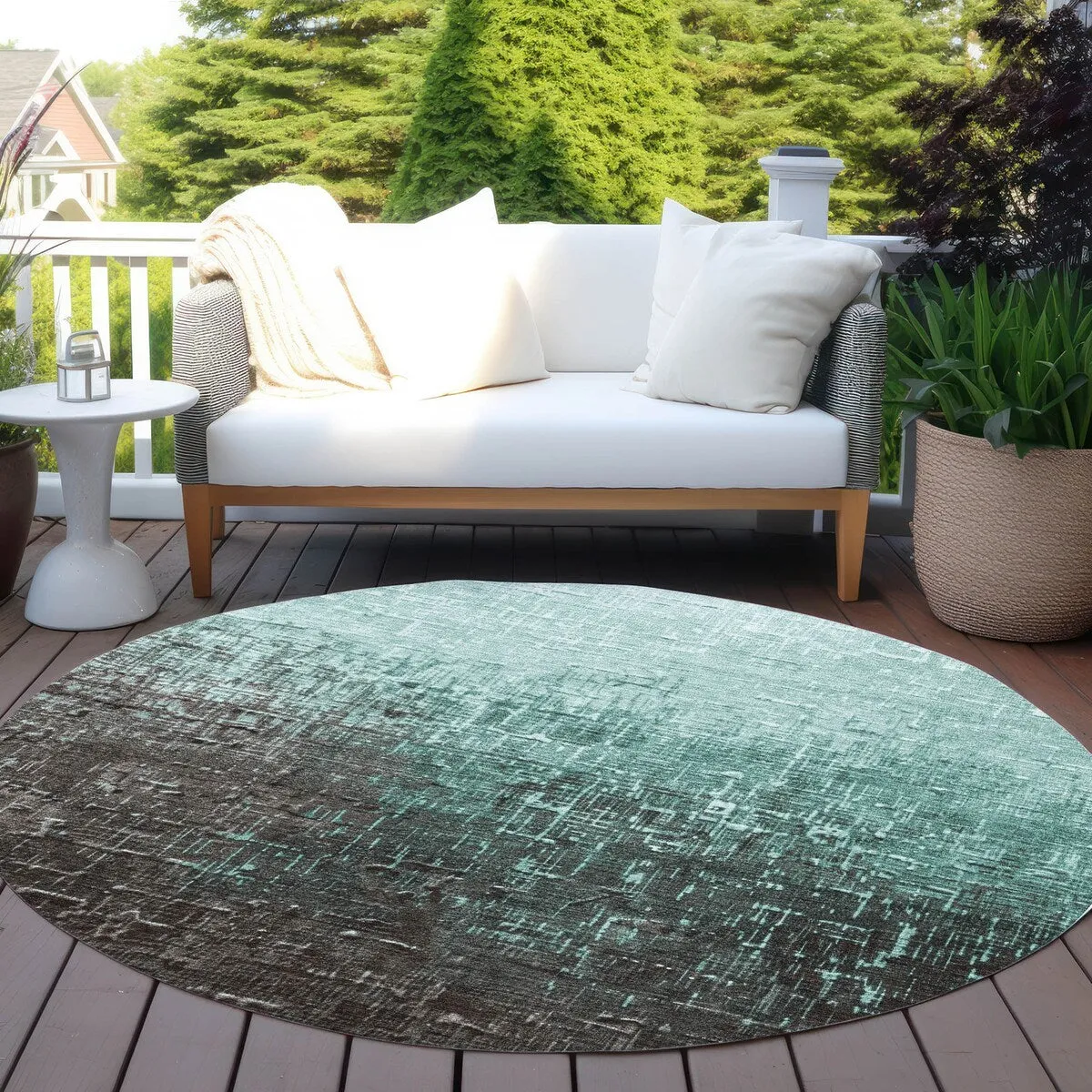 Machine Washable Indoor/ Outdoor Ombre Texture Chantille Rug