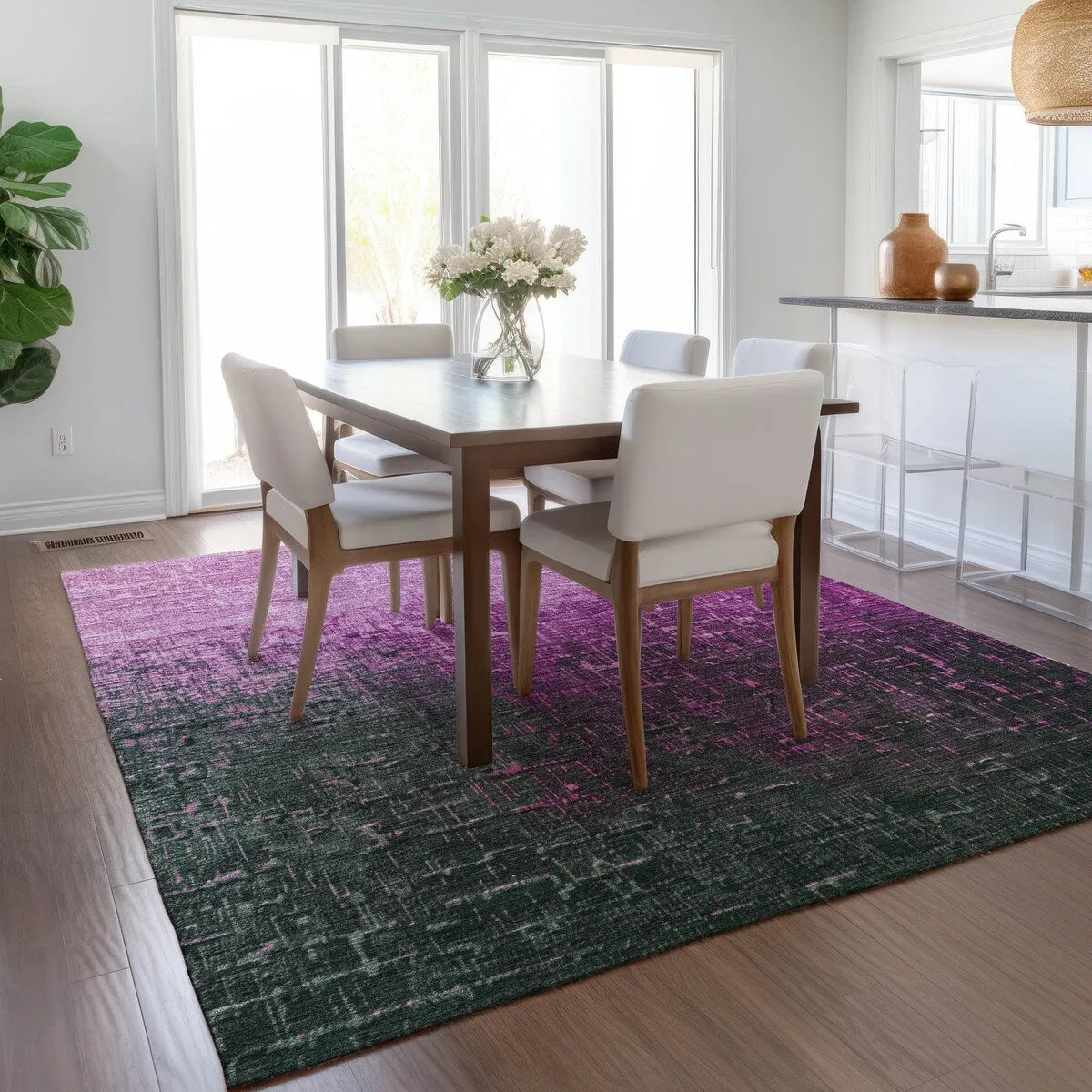 Machine Washable Indoor/ Outdoor Ombre Texture Chantille Rug