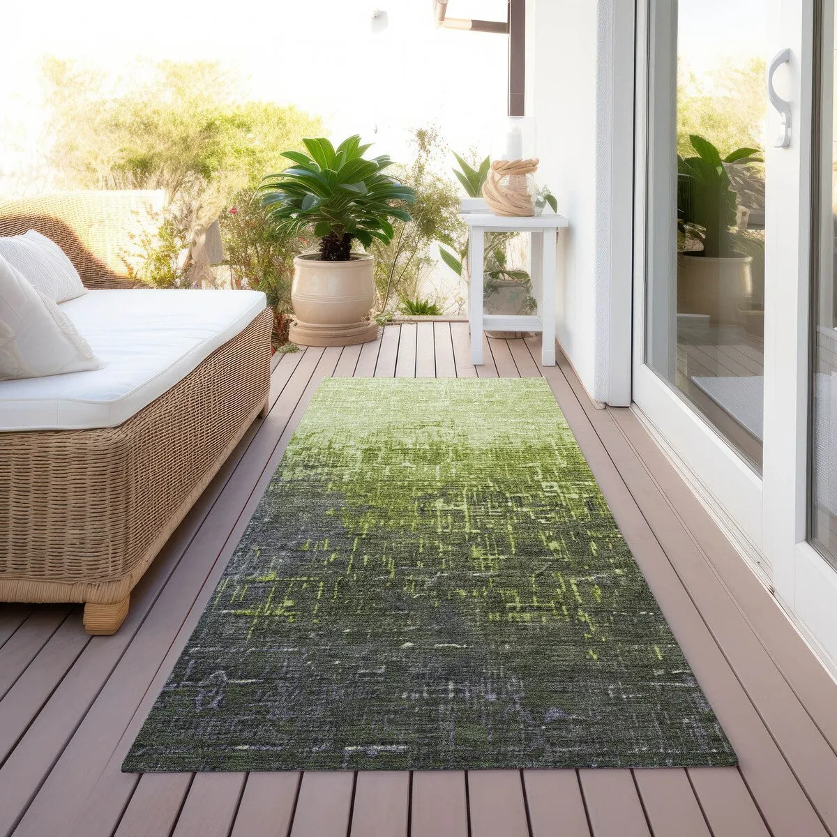 Machine Washable Indoor/ Outdoor Ombre Texture Chantille Rug