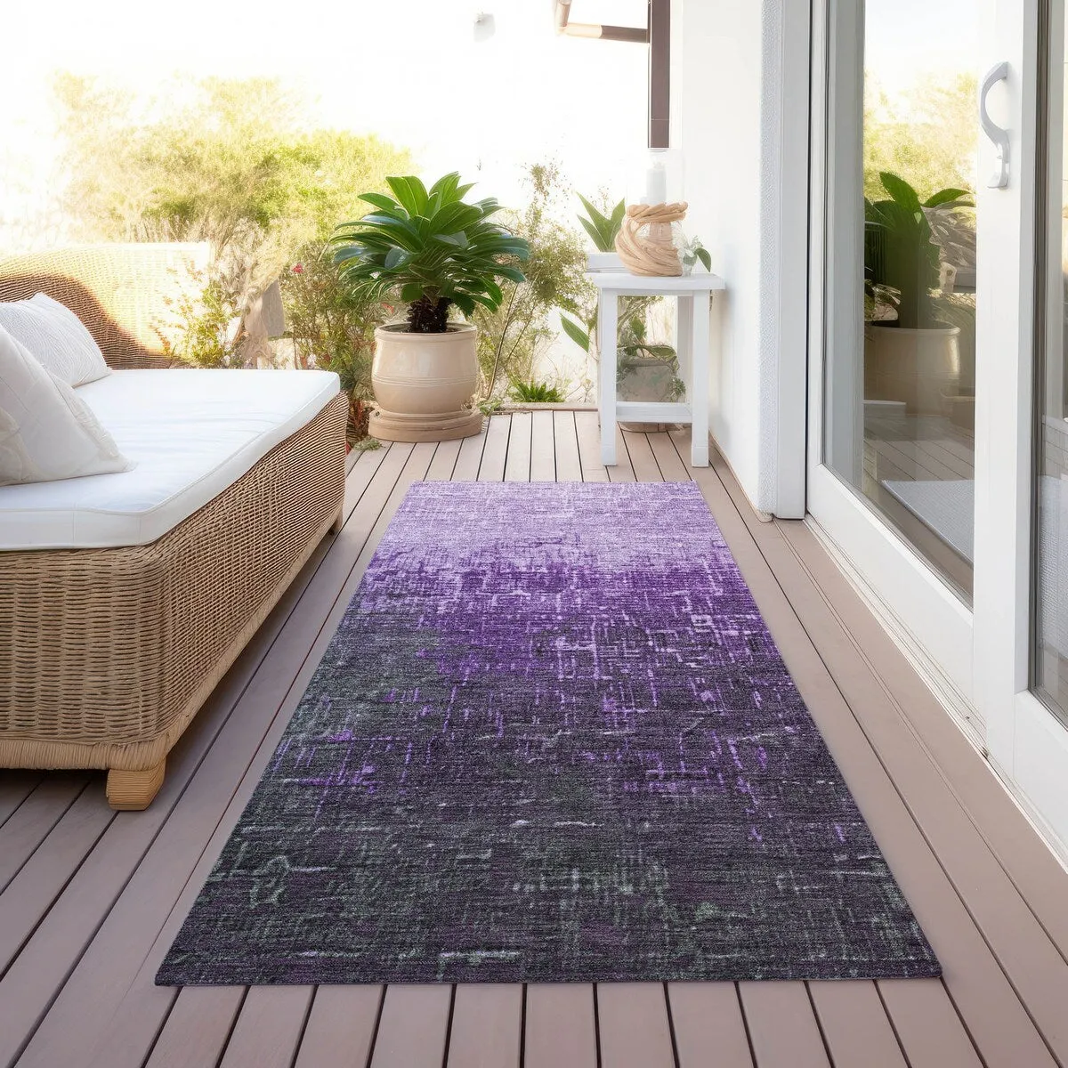 Machine Washable Indoor/ Outdoor Ombre Texture Chantille Rug