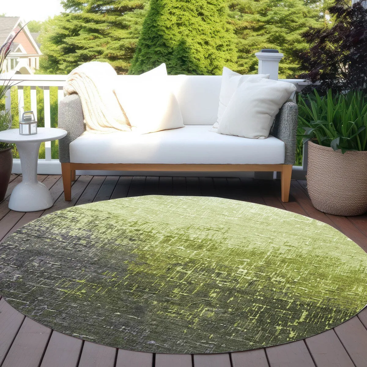 Machine Washable Indoor/ Outdoor Ombre Texture Chantille Rug
